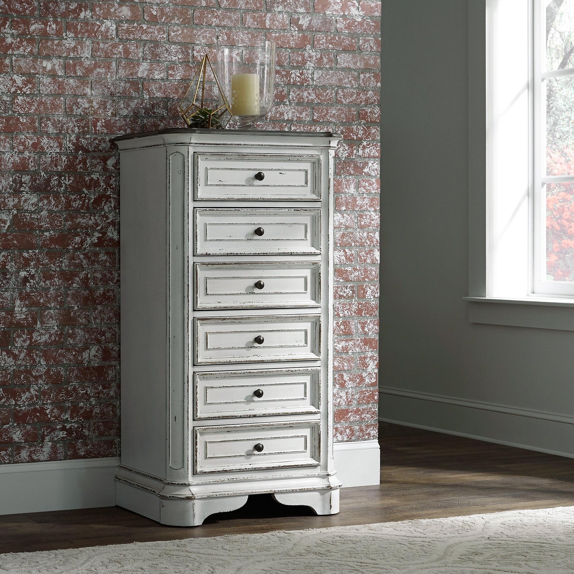 Magnolia Manor Antique White Weathered Bark Lingerie Chest - - 20716443 - Mycitystee
