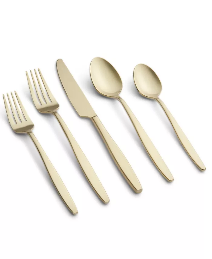 Cambridge Silversmiths Nylah Champagne Satin Flatware Set， 20 Piece - Mycitystee