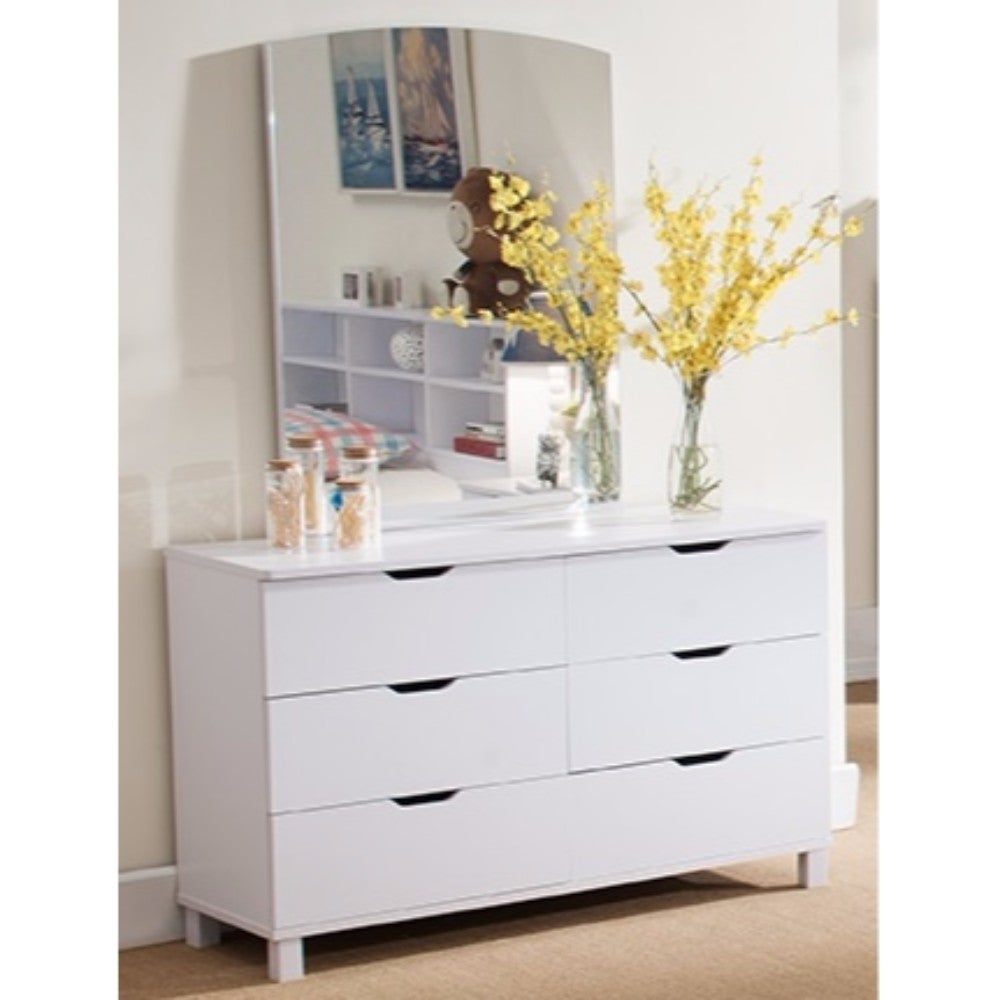 Spacious Glossy White Finish Dresser with 6 Drawers - - 18077805 - Mycitystee