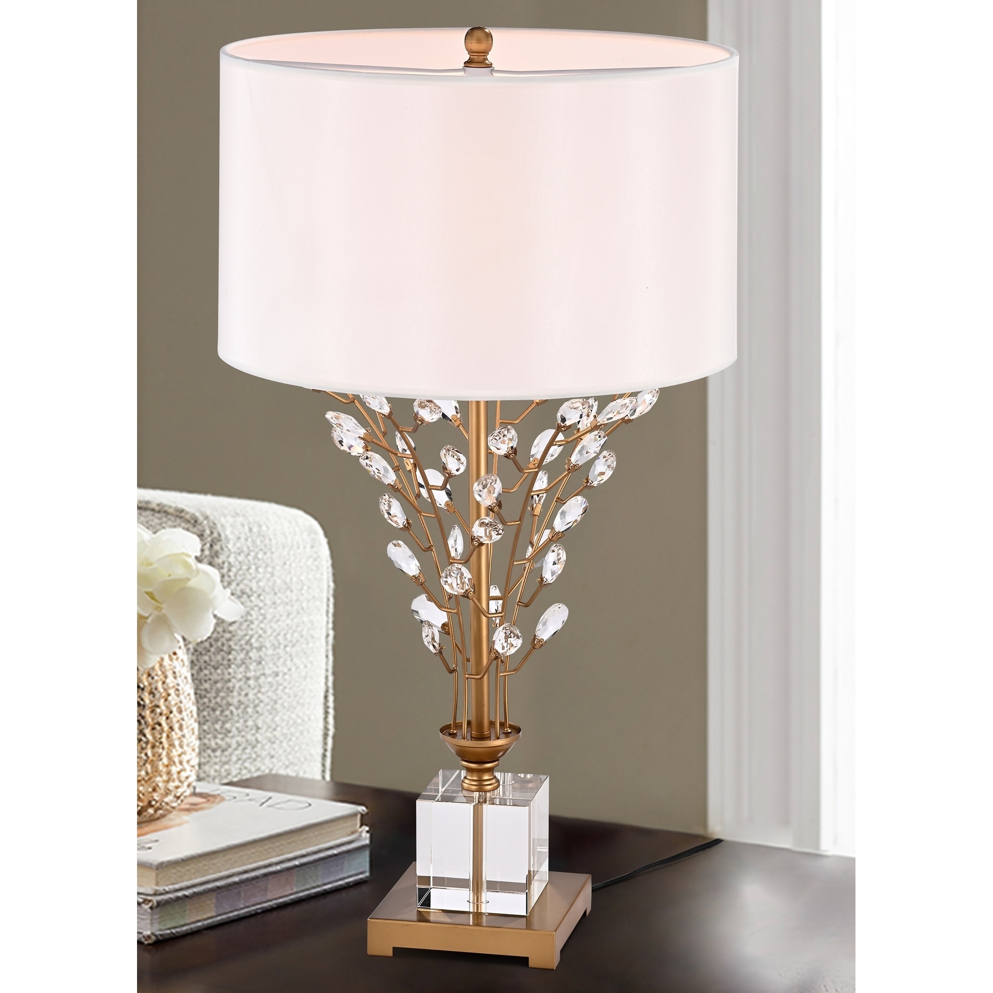 Isagani Matte Gold 1-Light Laminated Glass Shade Table Lamp - Mycitystee