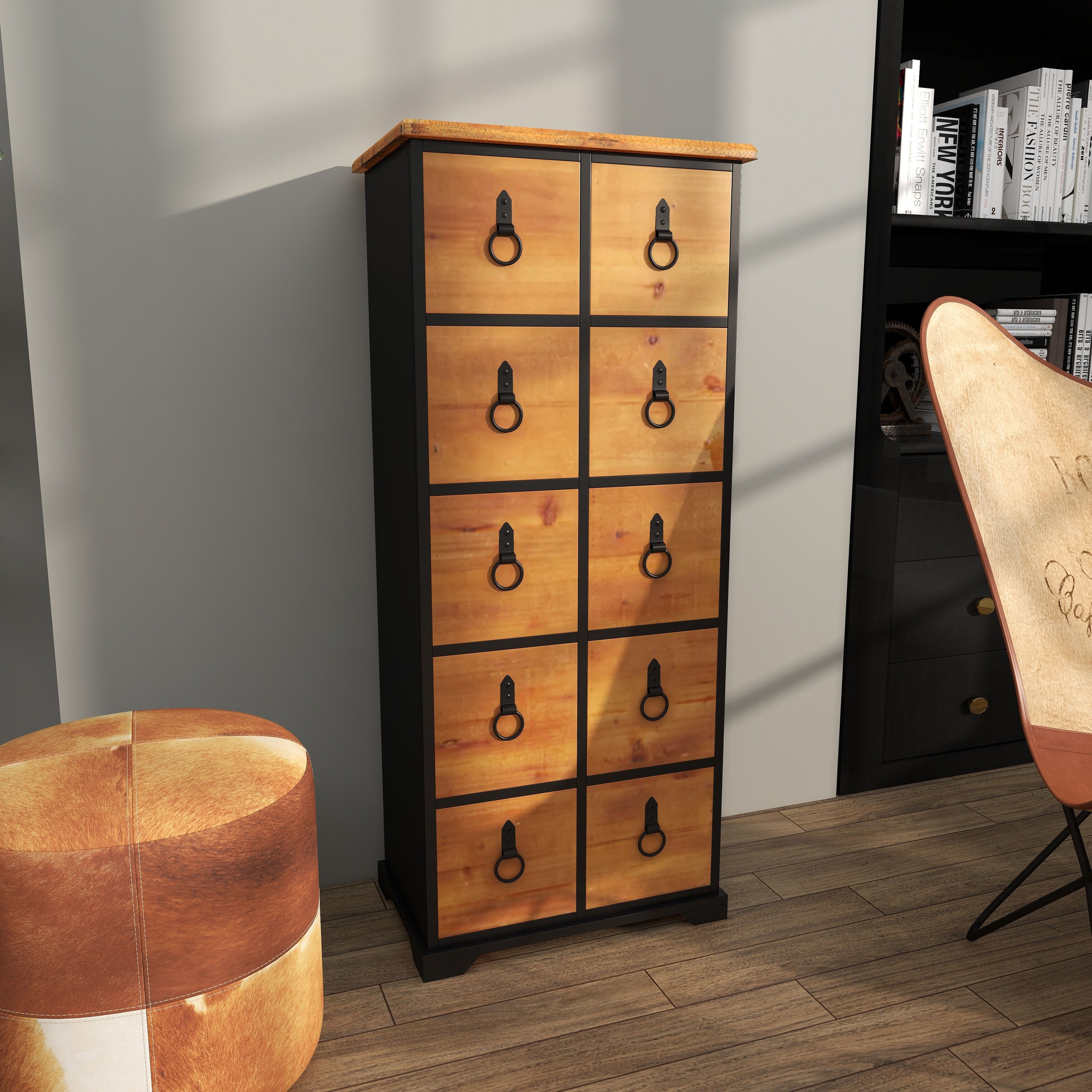Brown Wood Rustic Chest 44 x 19 x 12 - - 12223001 - Mycitystee