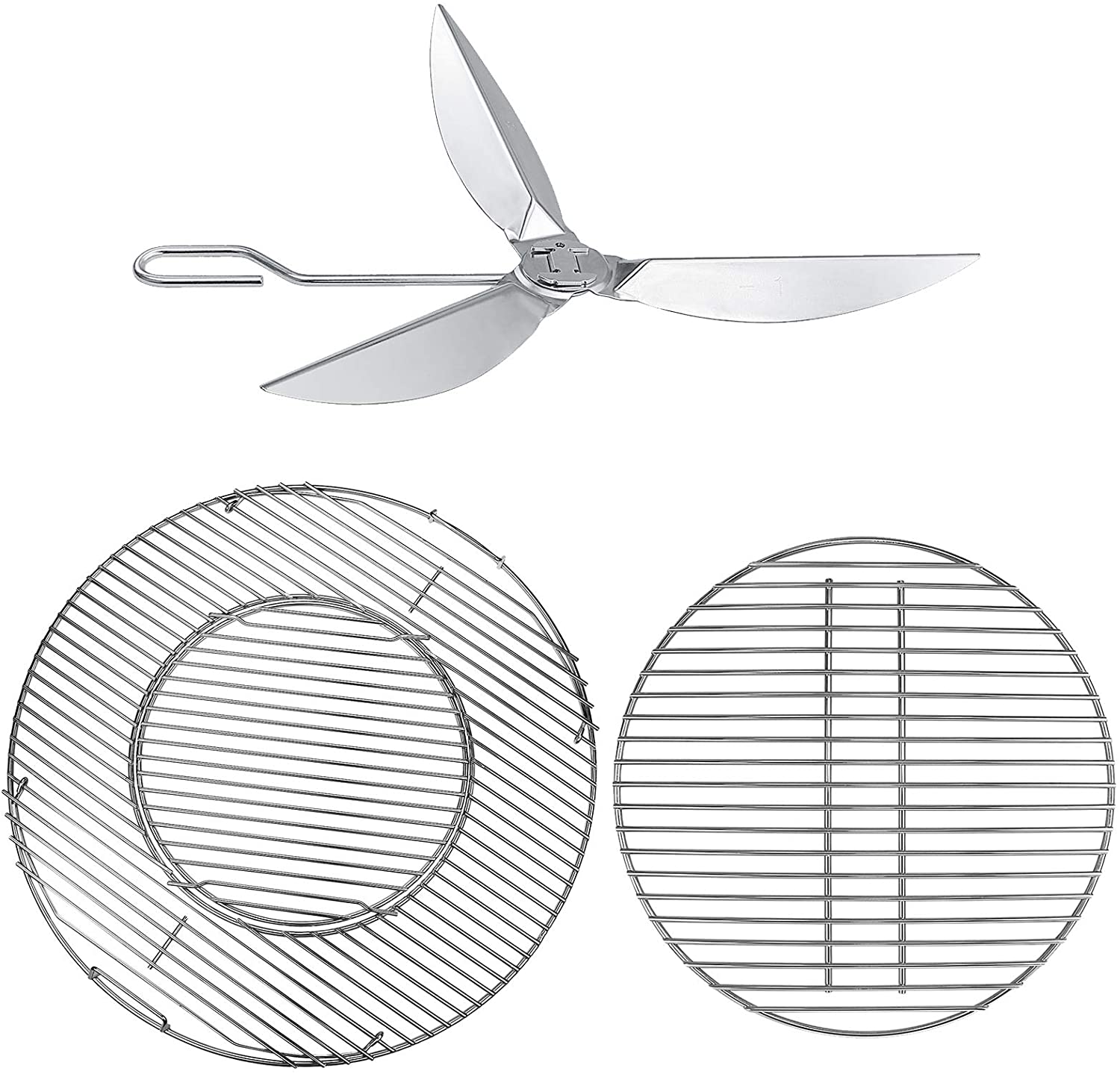 Grates & Cleaning System for 22'' Weber Charcoal Kettles, 8835 + 7441+7444 Grills Replacement Parts - Mycitystee
