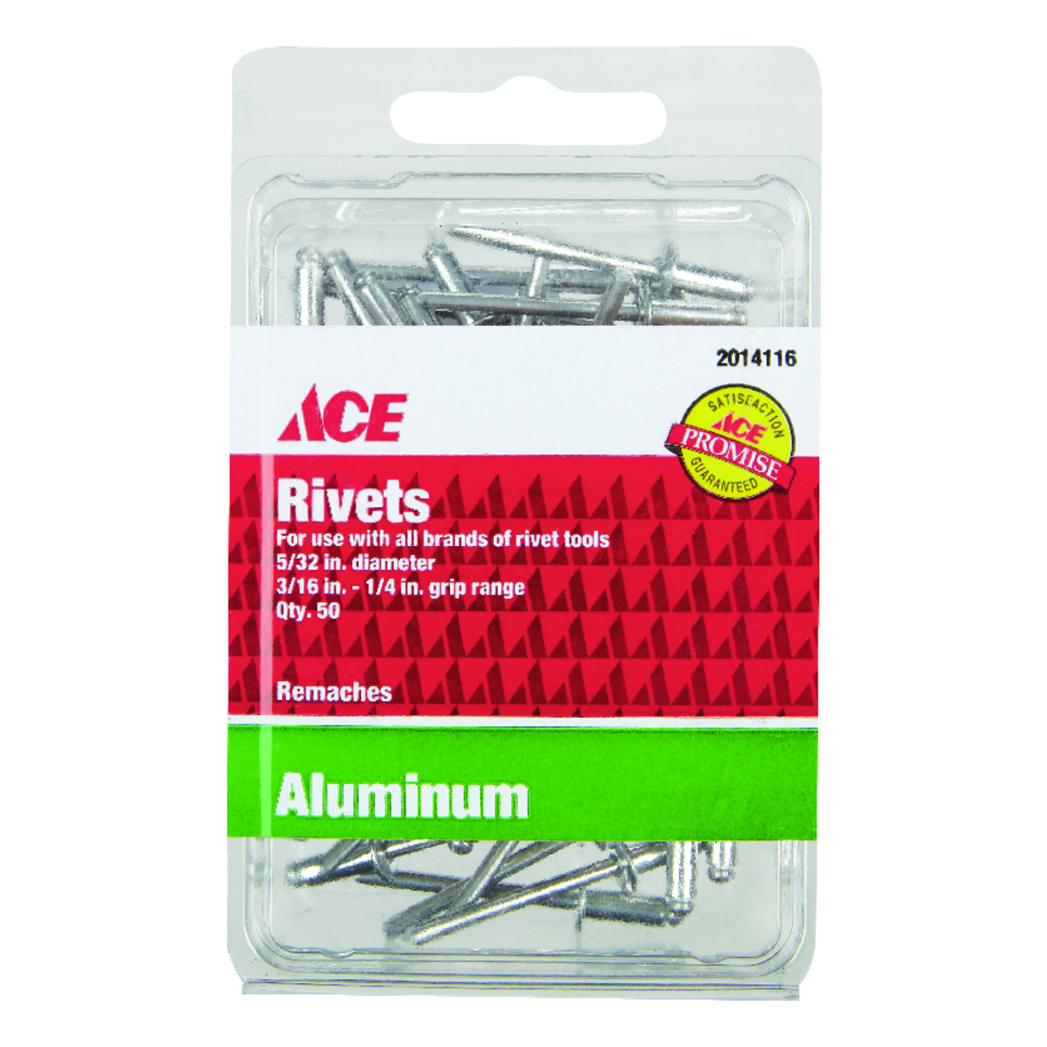 Ace 5/32 in. D X 1/4 in. Aluminum Rivets Silver 50 pk - Mycitystee