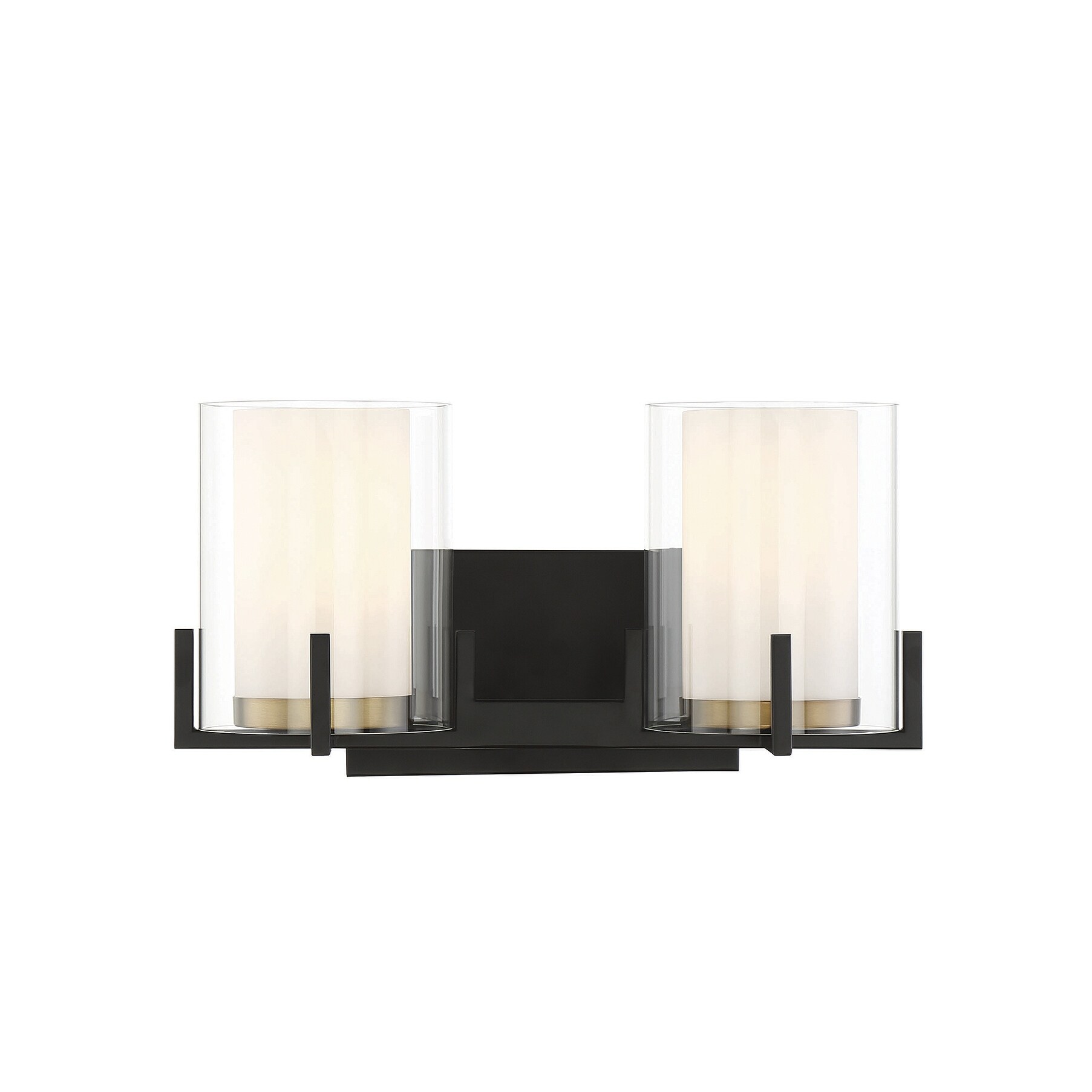 Savoy House Eaton 2-Light Bathroom Vanity Light in Matte Black with Warm Brass Accents - Mycitystee
