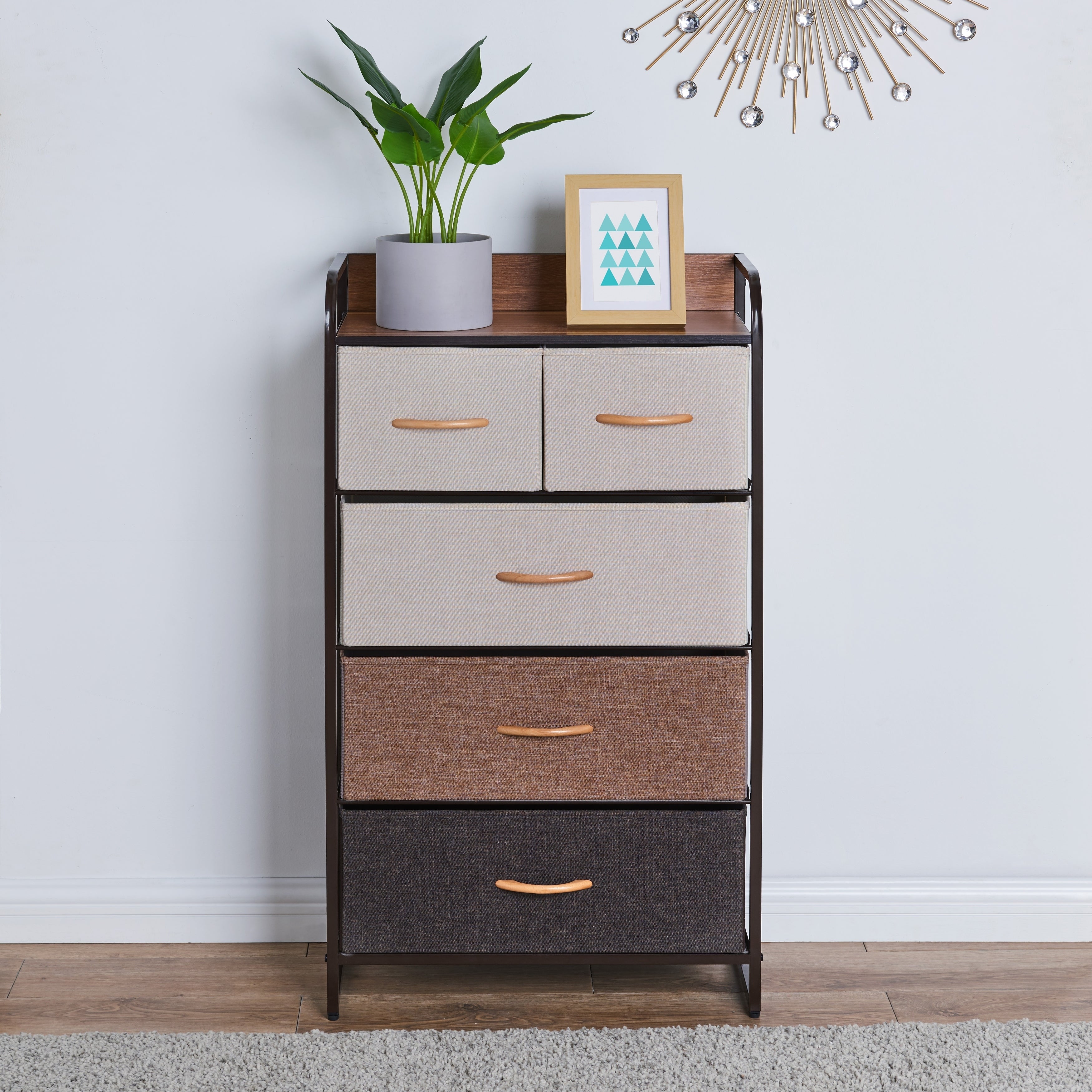 Danya B. Decorative Modern Storage Chest Dresser with 5 Fabric Drawers - - 28981574 - Mycitystee