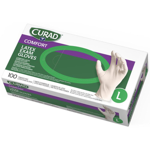 Curad Latex Exam Gloves， Powder-Free， Large， 100/Box (CUR8106) - Mycitystee