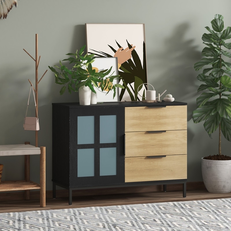 Classic Black Brown Wood Storage Cabinet Dresser(39