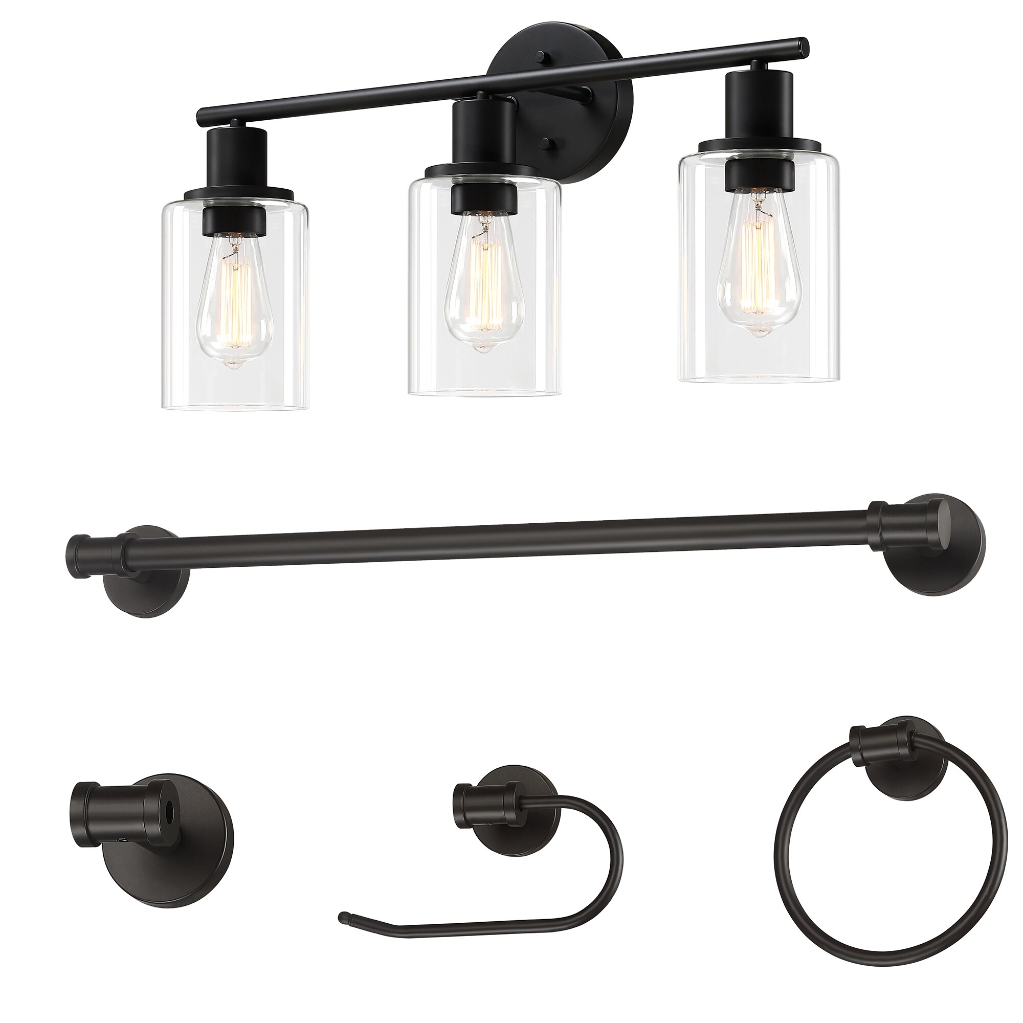 Vanity Light 5 Piece Bathroom Set in Bronze Finish - Mycitystee