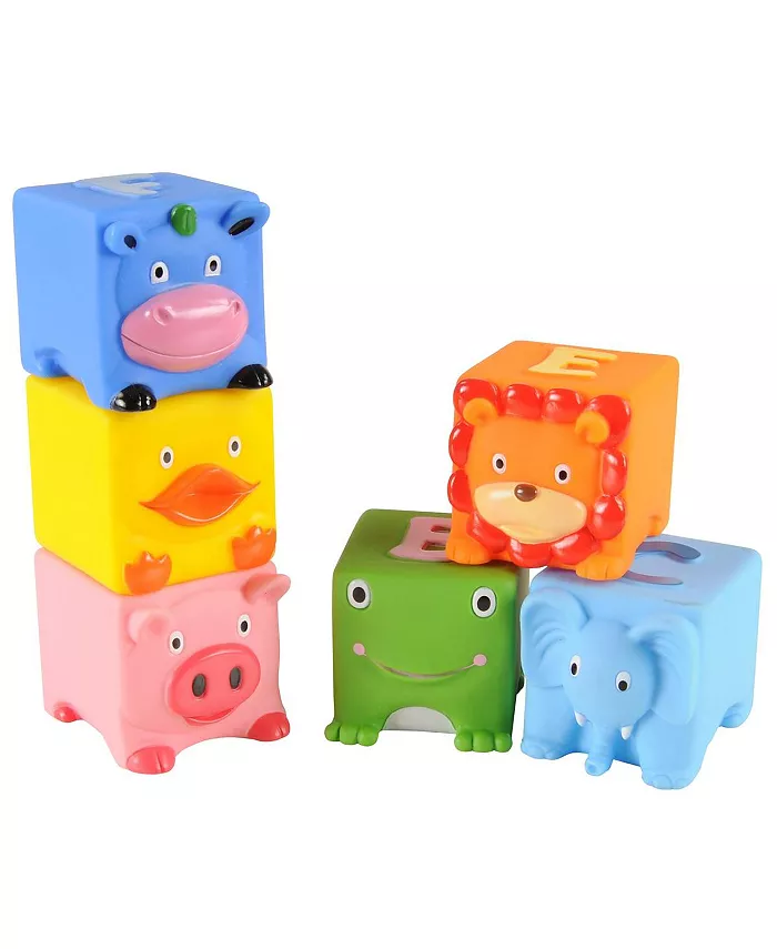 Edushape Soft Critters Pop Blocks - Set of 6 - Mycitystee