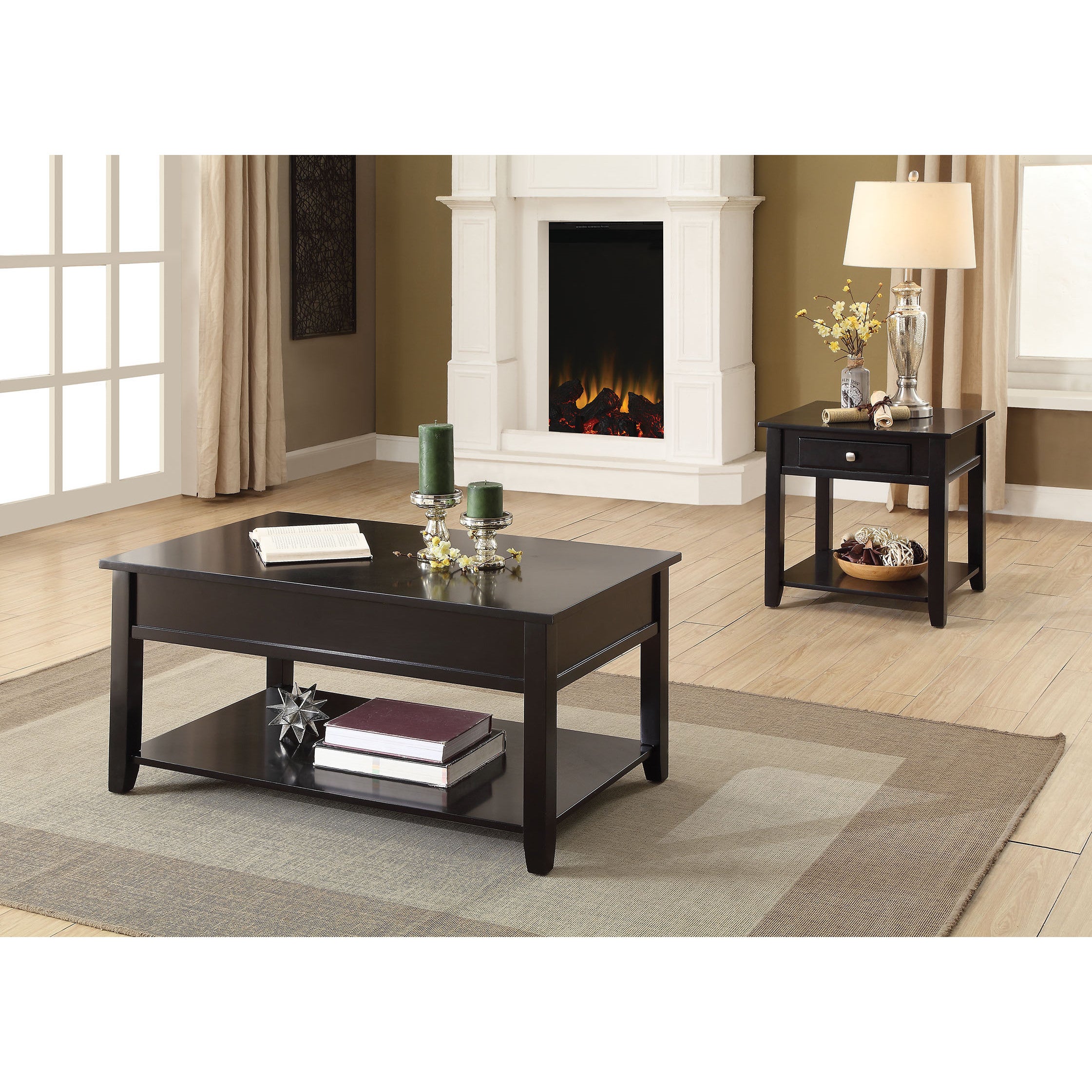 Acme Furniture Malachi Black MDF/Wood/Veneer Coffee Table and End Table - Mycitystee
