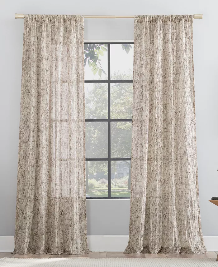 Scott Living Tulin Watercolor Print Sheer Rod Pocket Curtain Panel， 50