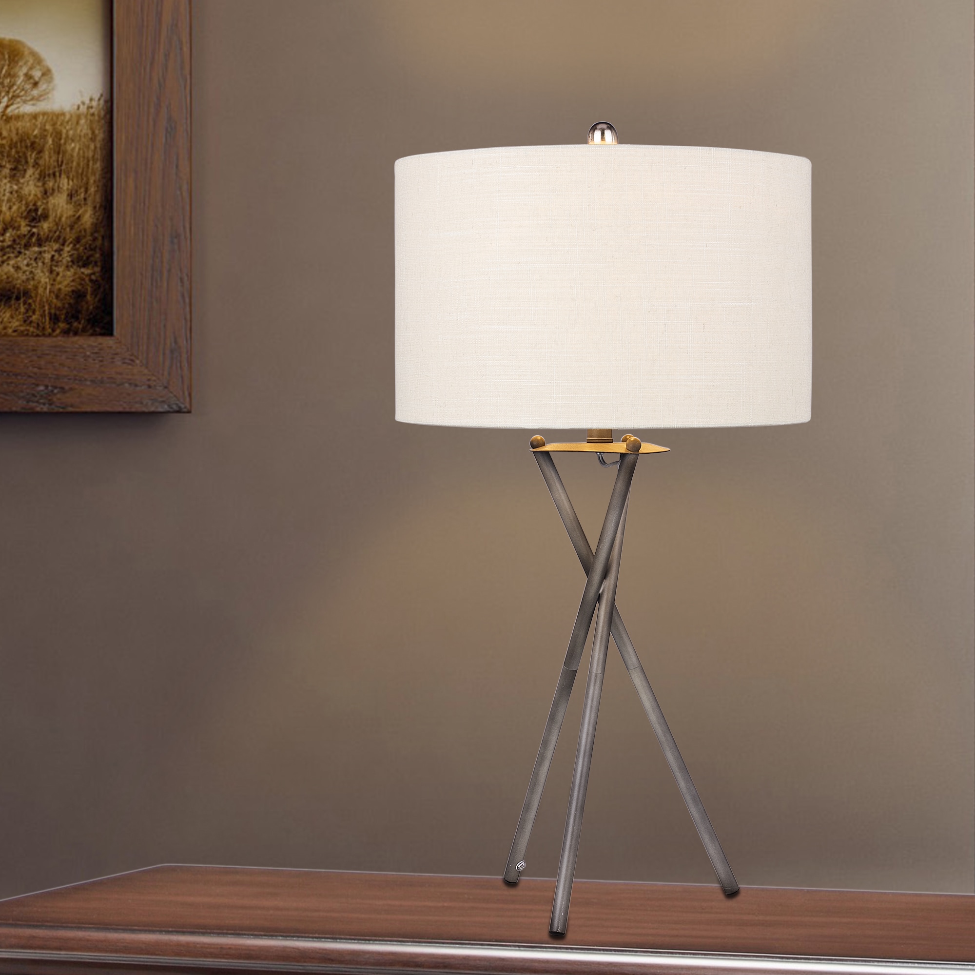 Modern 31-inch Rust Black Tripod Metal Table Lamp - Mycitystee