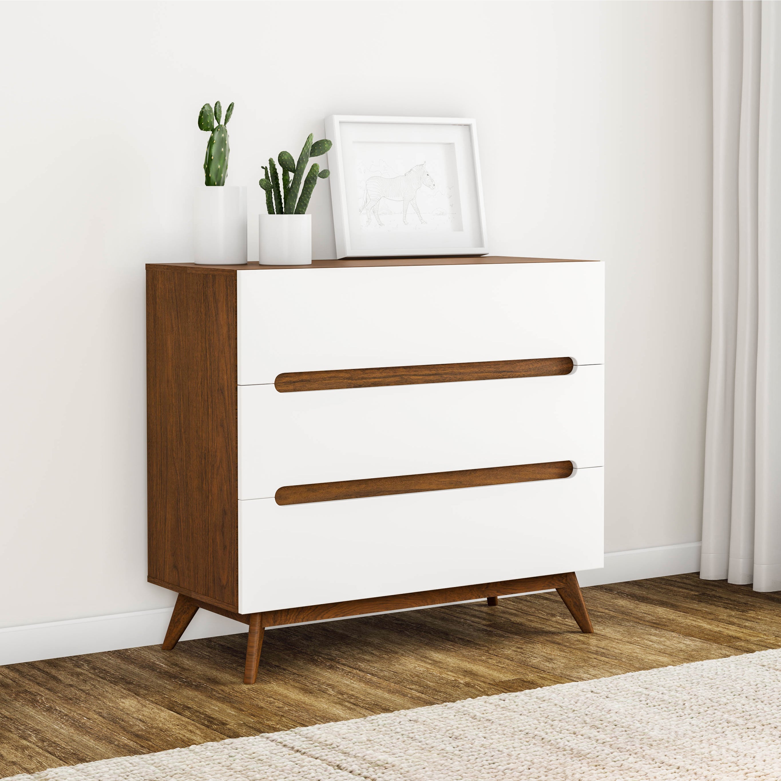 Carson Carrington Sundsvall Mid-century White and Walnut 3-drawer Chest - - 20543803 - Mycitystee