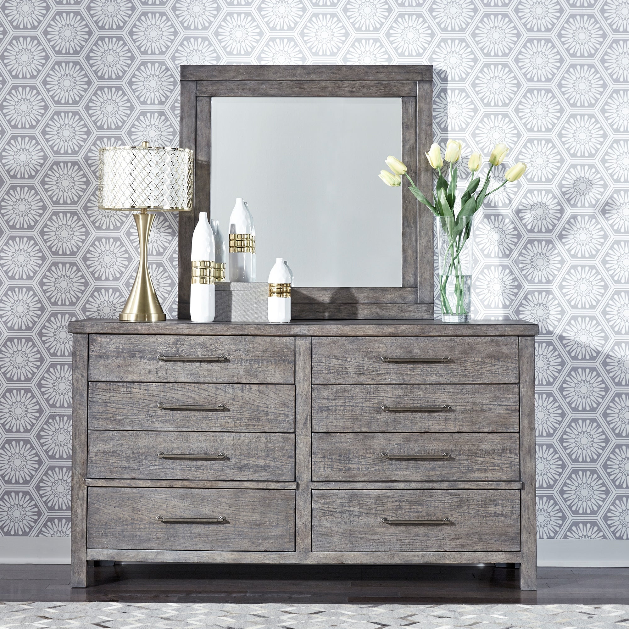 Modern Farmhouse Dusty Charcoal Distressed Dresser and Mirror - - 28063899 - Mycitystee
