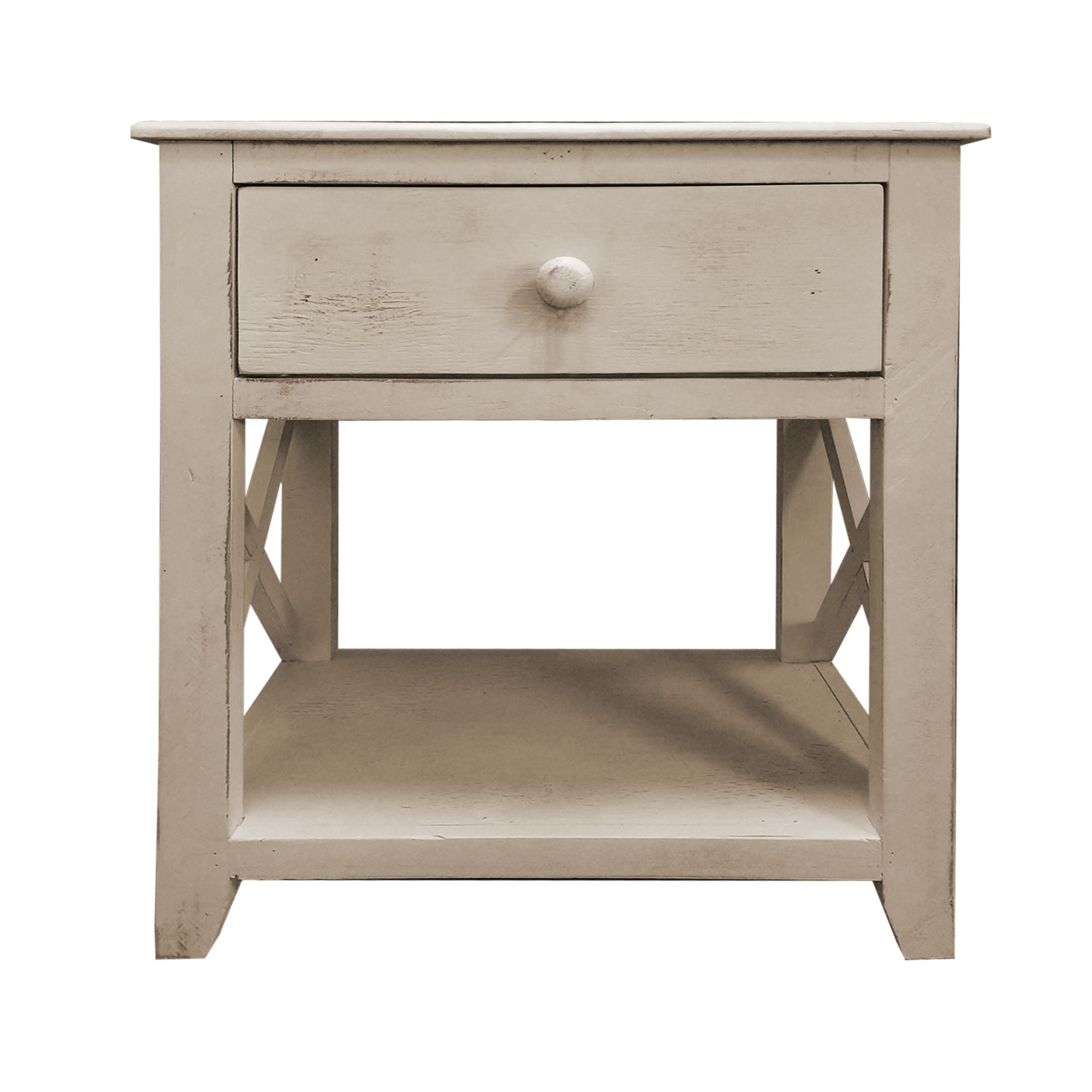 Vintage Style 24 Inch Wood Side End Accent Table， Pine Wood with1 Drawer for Living Room， antique White， Easy Assemble - Mycitystee