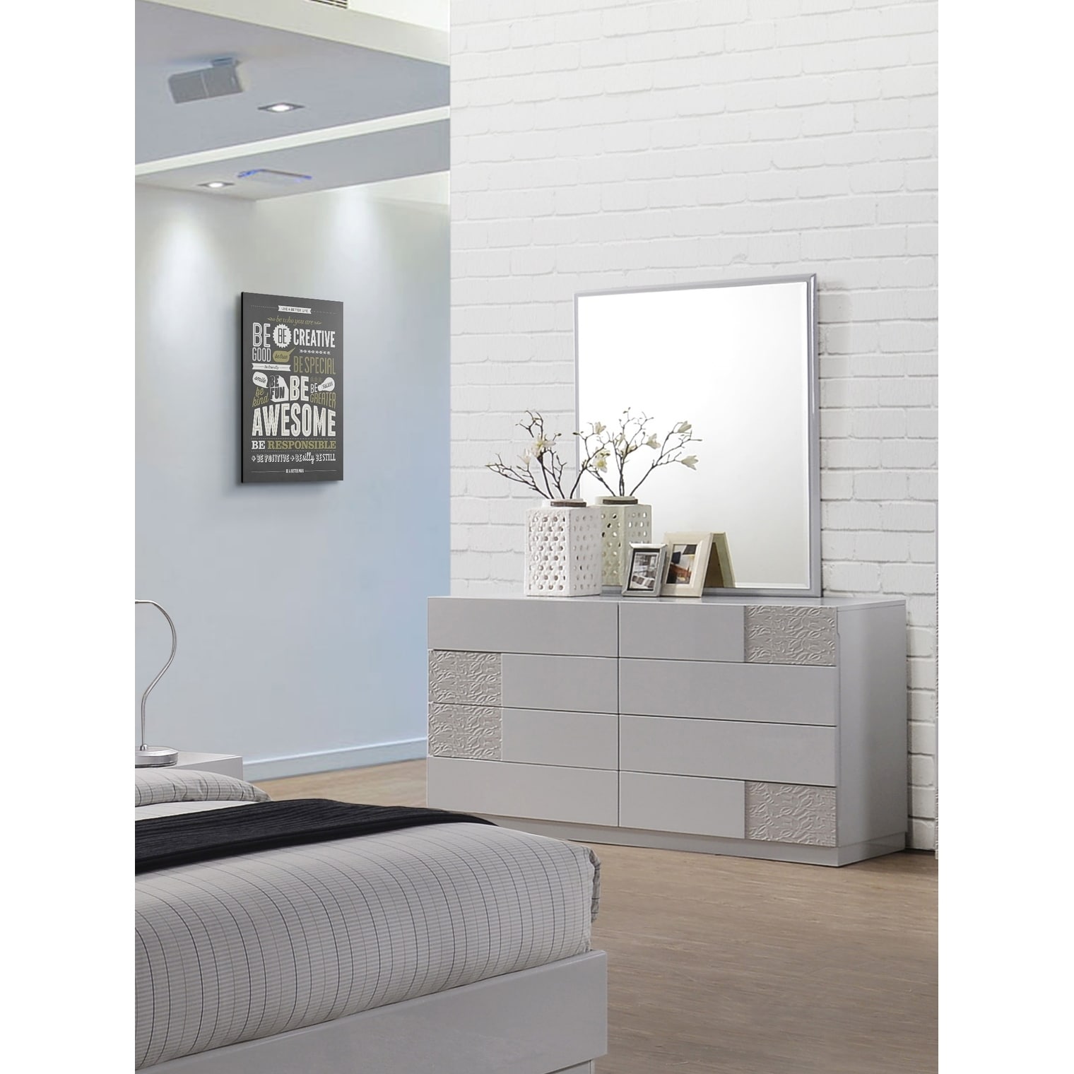 Strick and Bolton Dalou Silver-lined Dresser and Mirror - - 22801546 - Mycitystee