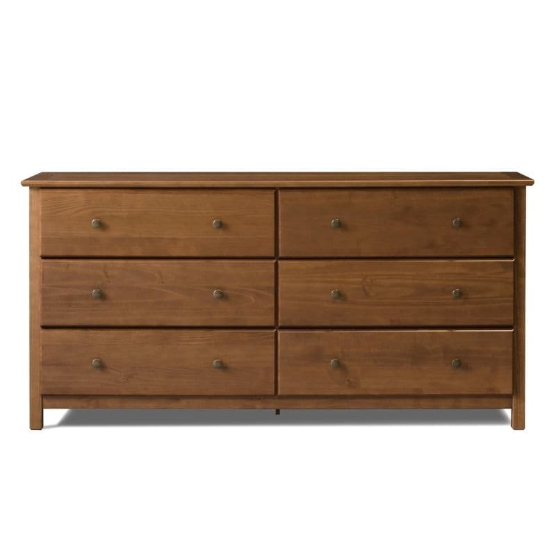 Farmhouse Solid Pine Wood 6 Drawer Dresser in Walnut Finish - - 35464163 - Mycitystee