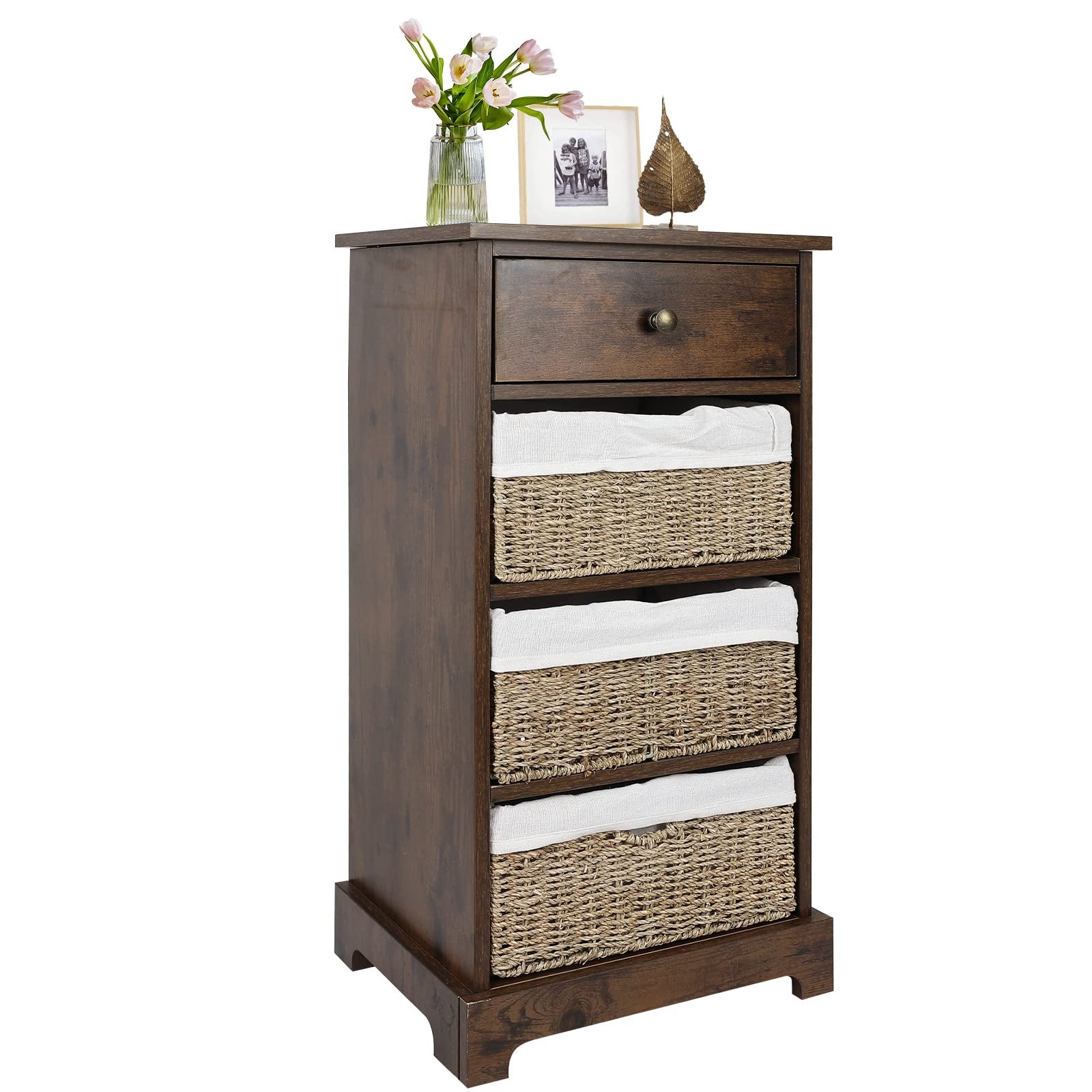 Dresser with Drawers， Wood Frame Storage Dresser， Storage Cabinet with Removable Drawers， Organizer Dresser for Bedroom - - 37668618 - Mycitystee