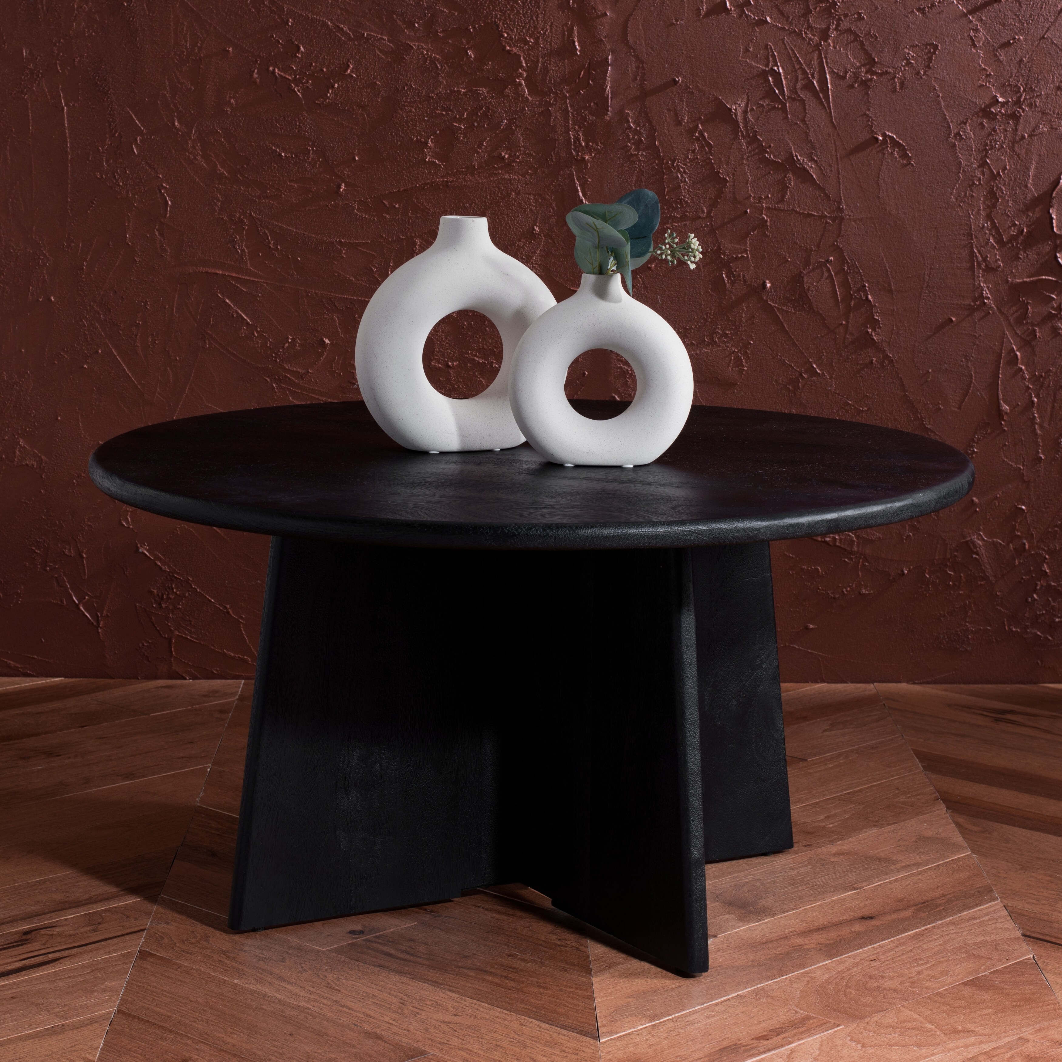 SAFAVIEH Couture Madilynn Round Wood Coffee Table - 35 in. W x 35 in. D x 18 in. H - Mycitystee