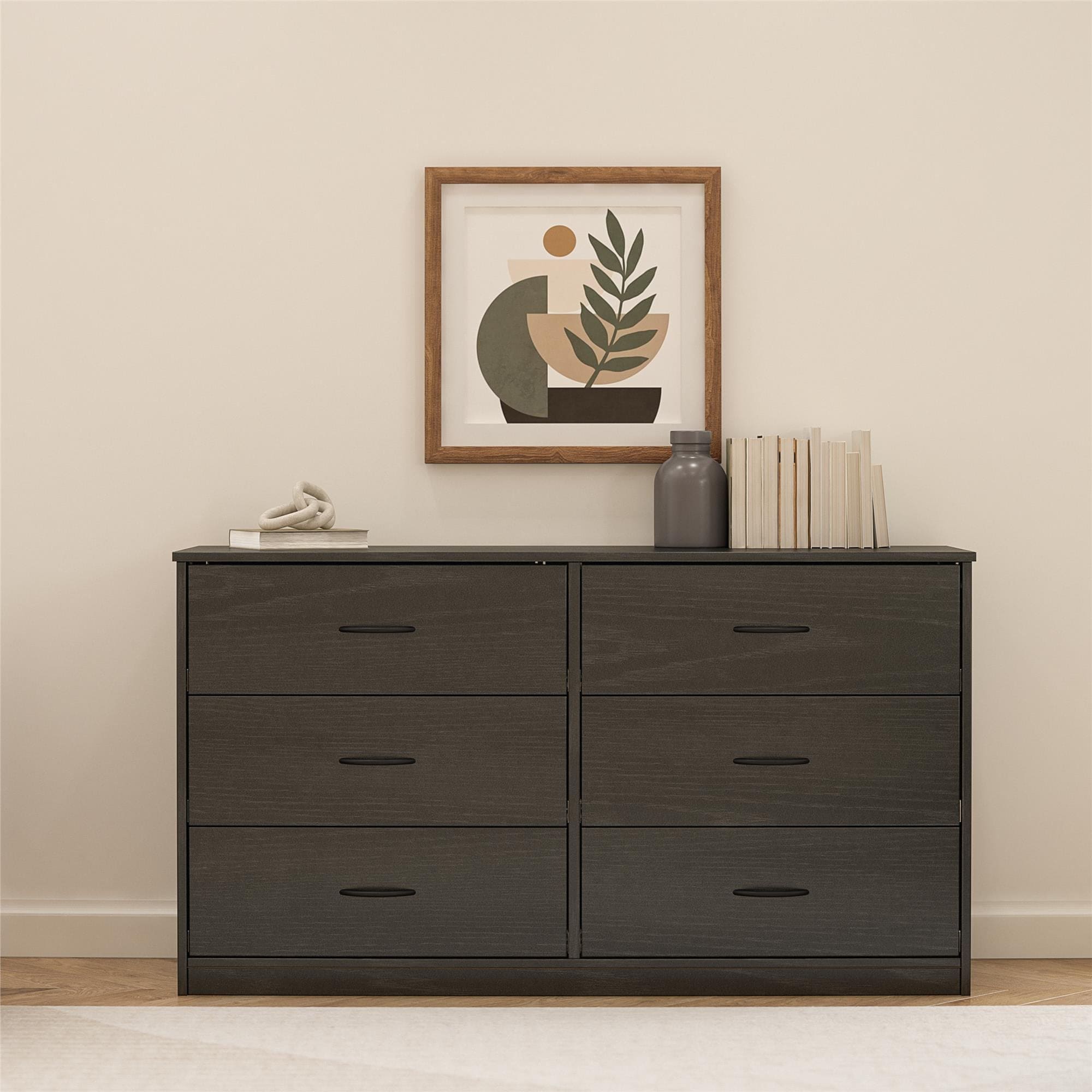 Classic 6 Drawer Dresser， Black Oak - - 37236427 - Mycitystee