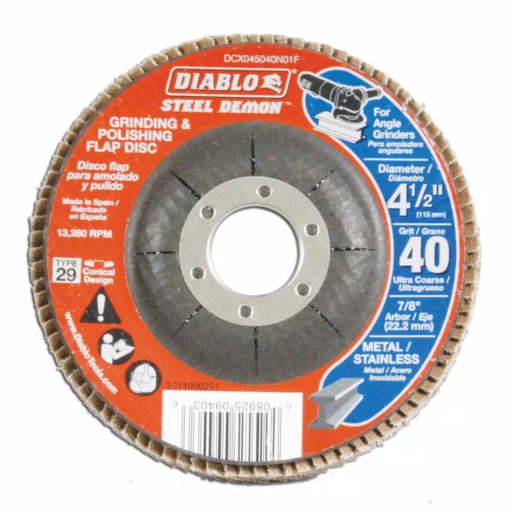 DIABLO 4-1/2 in. 40-Grit Steel Demon Grinding and Polishing Flap Disc with Type 29 Conical Design and#8211; XDC Depot - Mycitystee