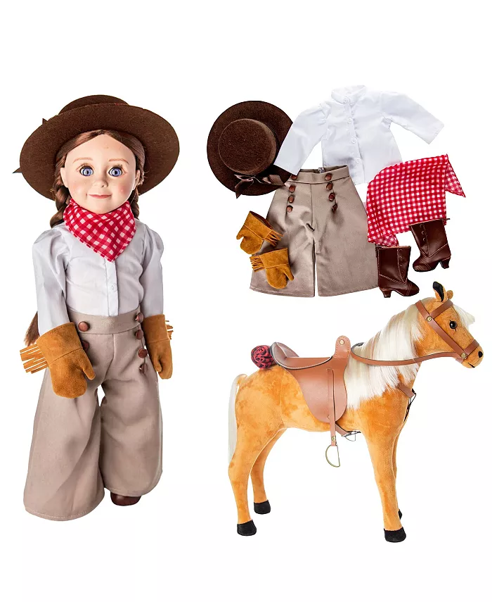 The Queen's Treasures 18 Inch Doll Clothes， Accessories and Pets， 12 pc Frontier Outfit and Horse Play Set. Intended for American Girl and Boy Dolls. - Mycitystee