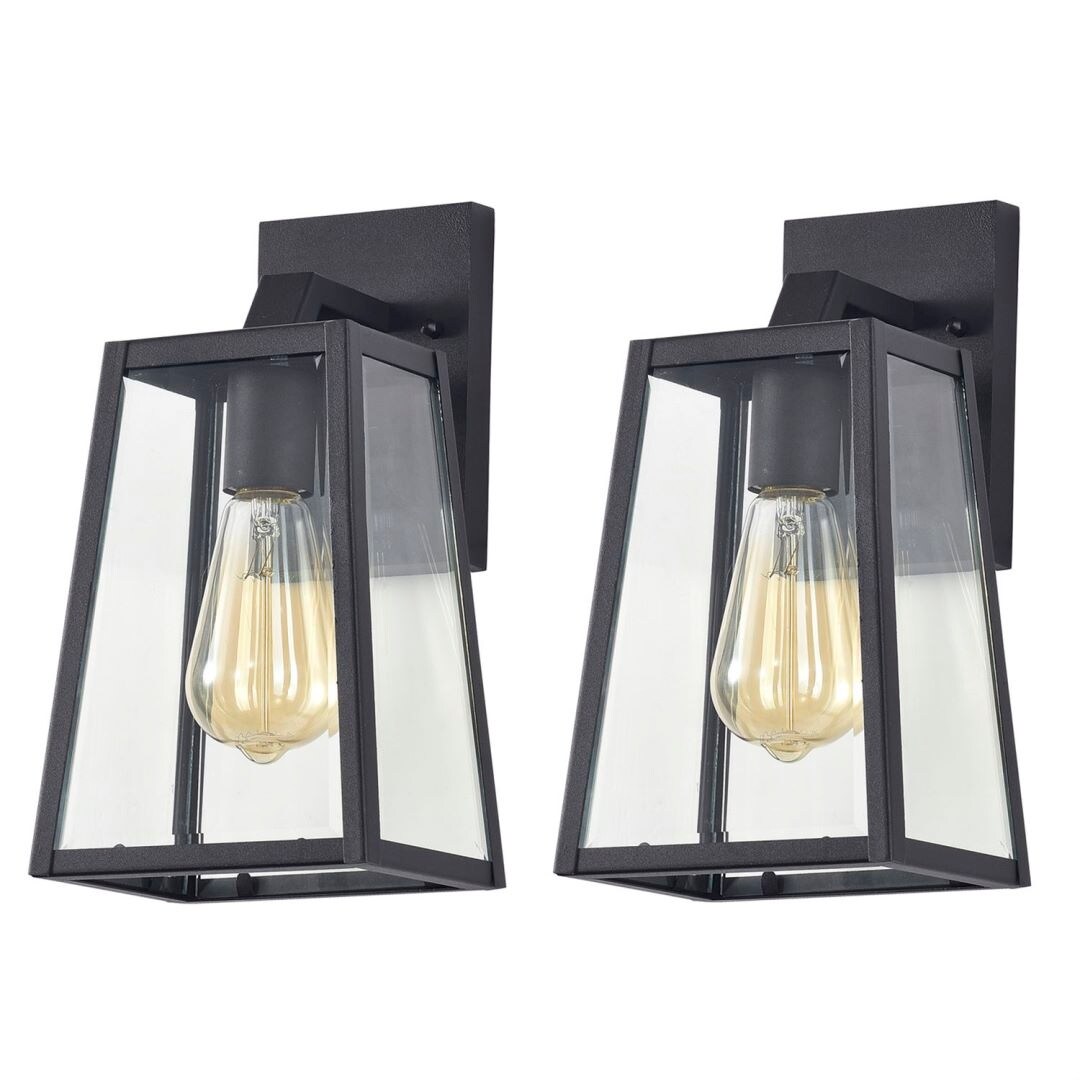 1 Light Transitional 12 Inch Outdoor Wall Lantern 2 Pack Shopping - The Best Deals on Outdoor Wall Lanterns | 39595977 - Mycitystee