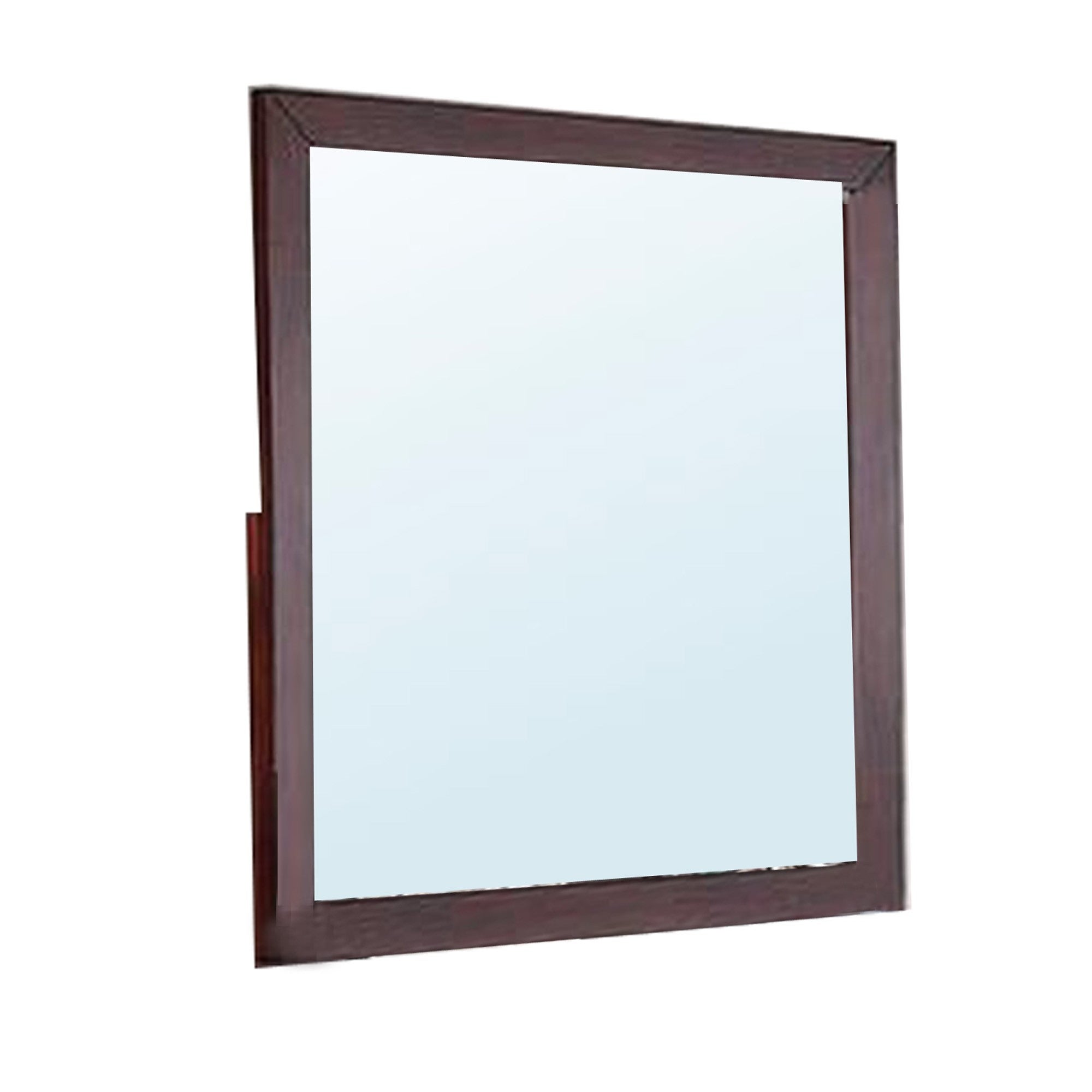 Bran 36 x 36 Square Dresser Mirror， Pine Wood， Grain Details， Cherry Brown - - 36907756 - Mycitystee