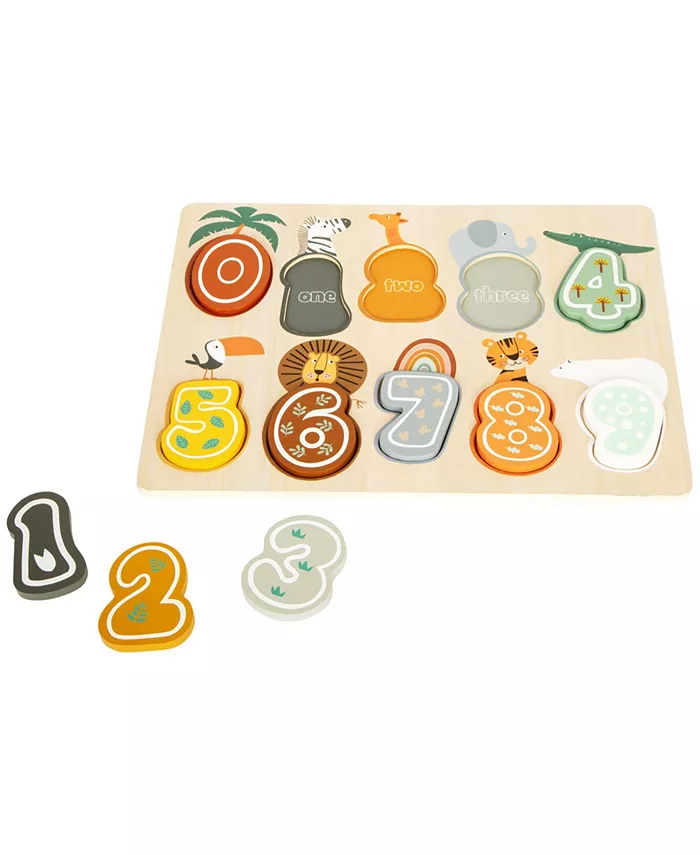 Flat River Group Small Foot Wooden Toys Safari Themed Number Puzzle， 10 Piece - Mycitystee