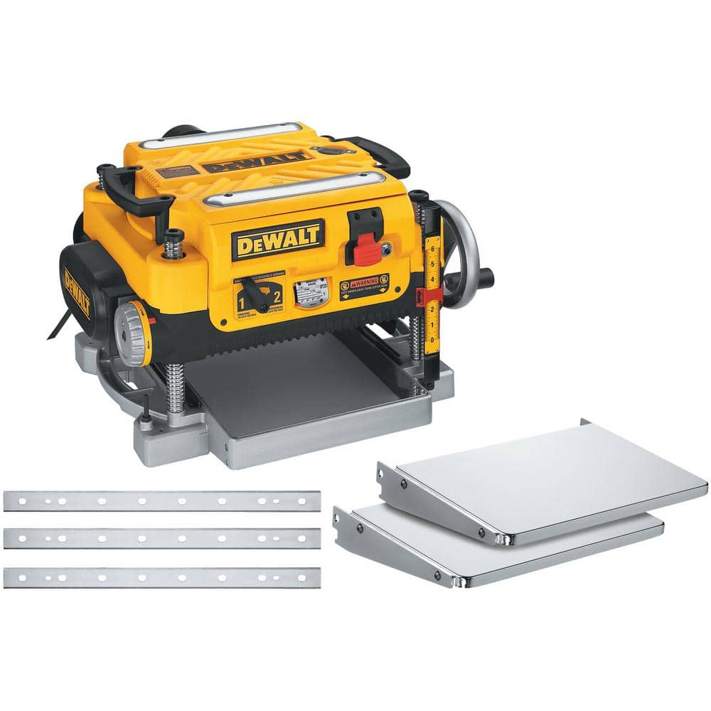 DEWALT 15 Amp Corded 13 in. Heavy-Duty 2-Speed Thickness Planer with (3) Knives, In Feed Table and Out Feed Table DW735X - Mycitystee