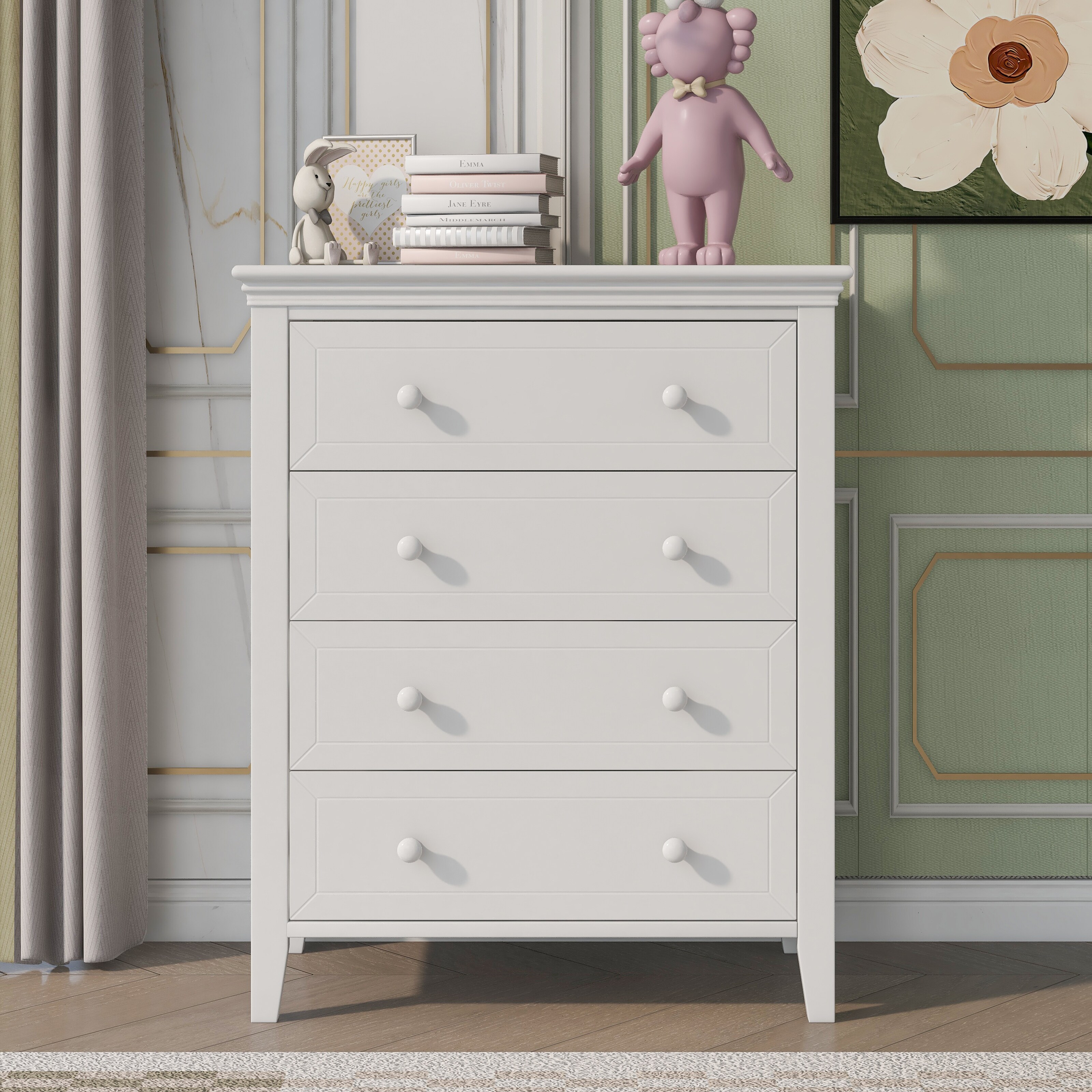 Traditional Concise Style Solid Wood Four-Drawer Chest - - 37427647 - Mycitystee
