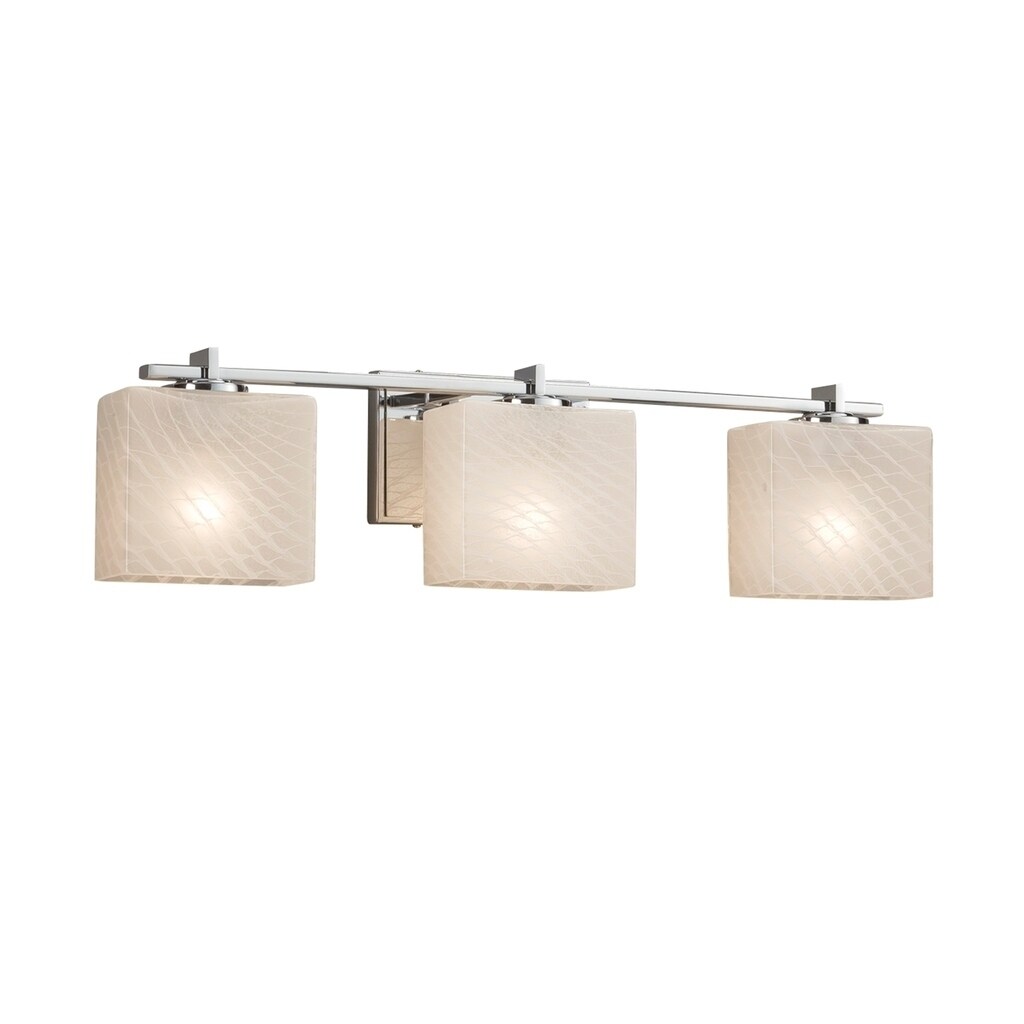 Justice Design Fusion Era 3-light Polished Chrome Bath Bar， Weave Rectangle Shade - Mycitystee