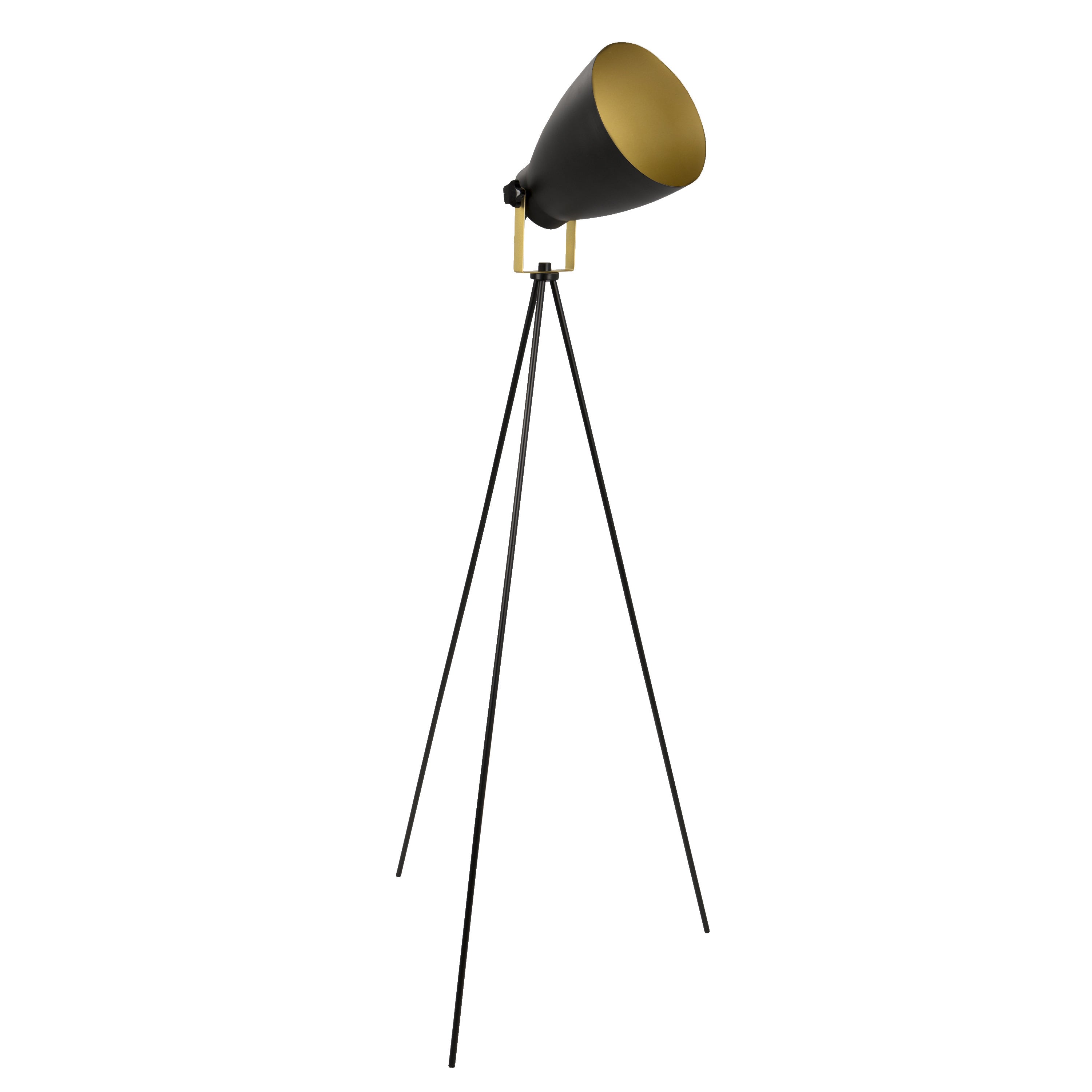 Grammy Industrial Modern Tripod Floor Lamp in Black and Gold - Mycitystee