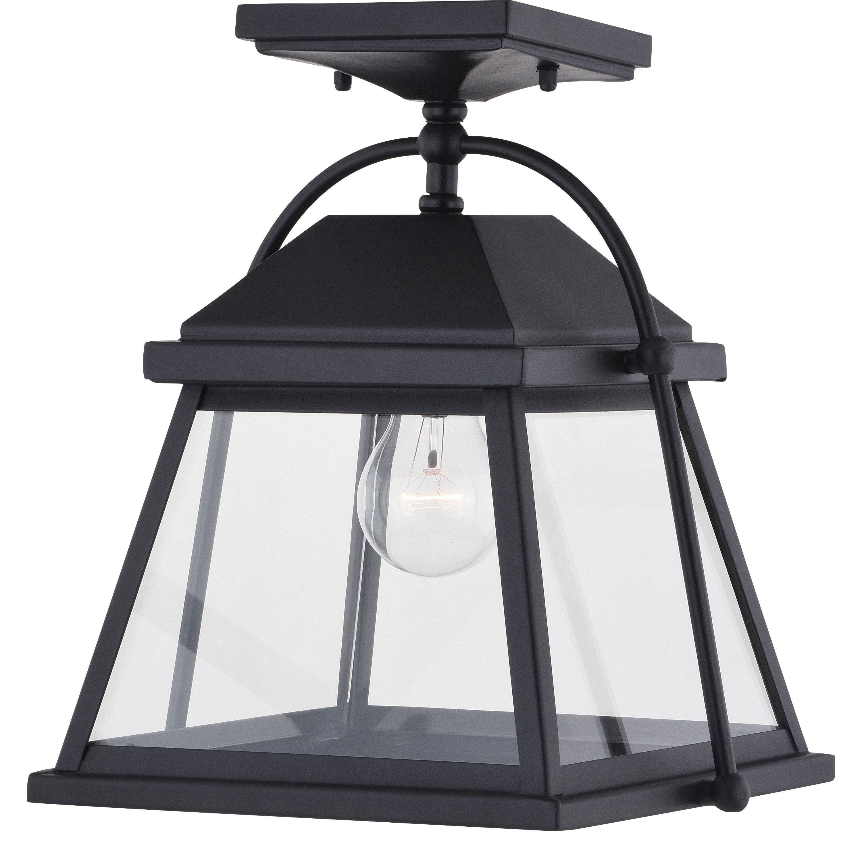 Lexington Black Outdoor Flush Mount Ceiling Light Lantern Clear Glass - 10.75-in. W x 11.5-in. H x 9-in. D - Mycitystee