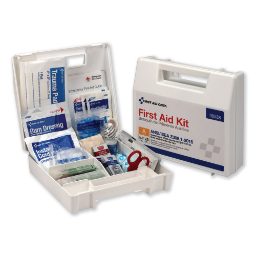 First Aid Only ANSI 2015 Compliant Class A Type I and II First Aid Kit for 25 People， 89 Pieces， Plastic Case (90588) - Mycitystee