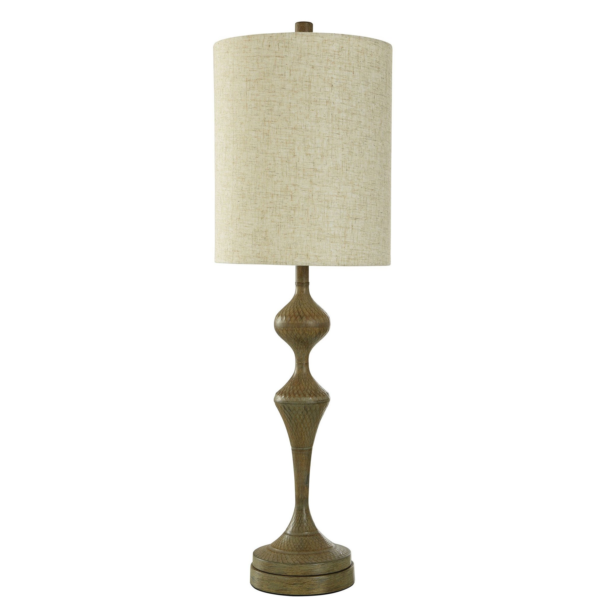 Netted Roanoke - Rustic Table Lamp - Net Patterned Roanoke Brown Finish - Cream Sateen Shade - Mycitystee