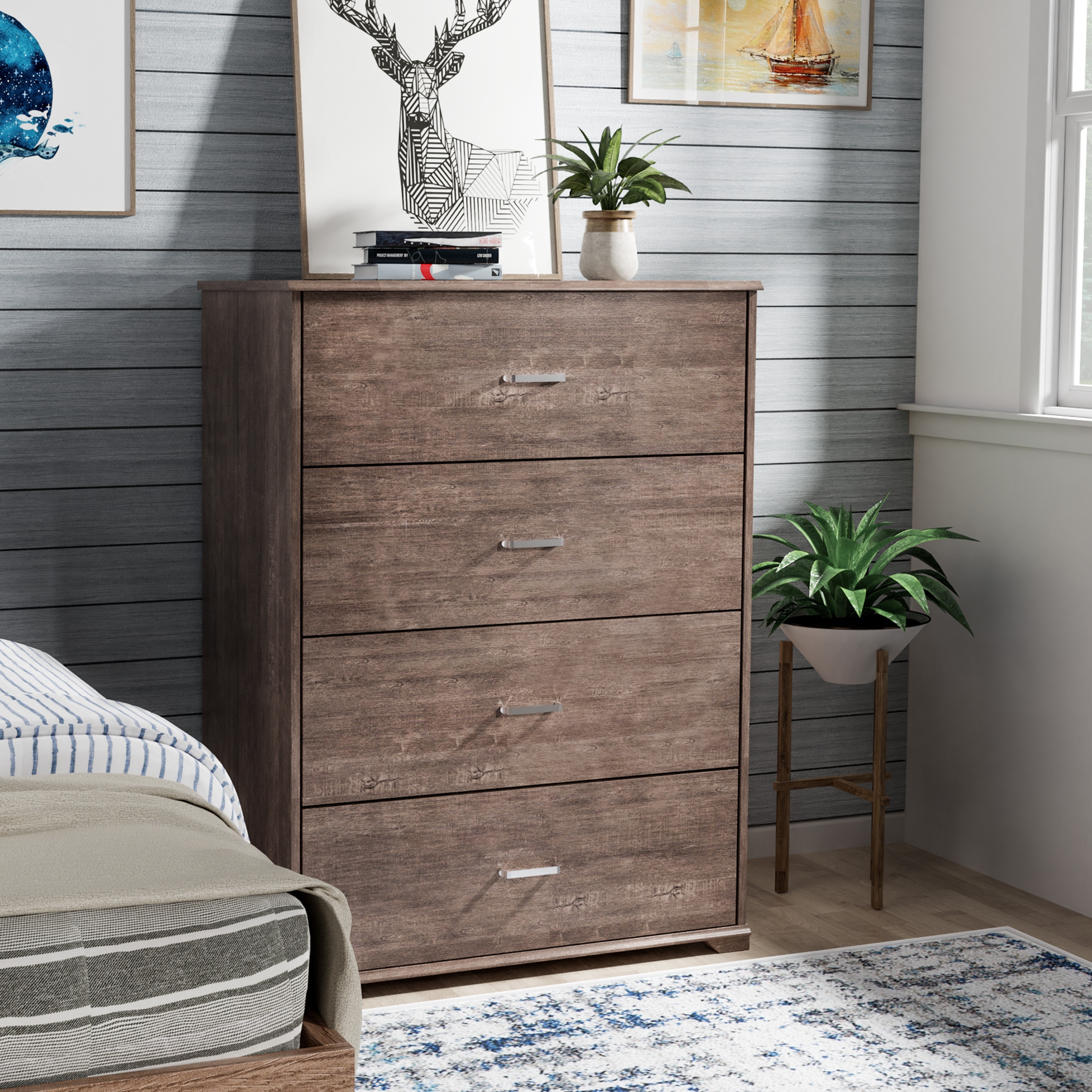 DH BASIC Contemporary 4-drawer Chest with Bar Pulls by Denhour - - 29848928 - Mycitystee