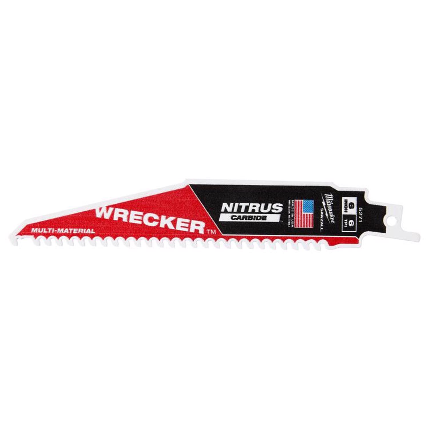 Milwaukee Wrecker 6 in. Nitrus Carbide Reciprocating Saw Blade 6 TPI 1 pk - Mycitystee