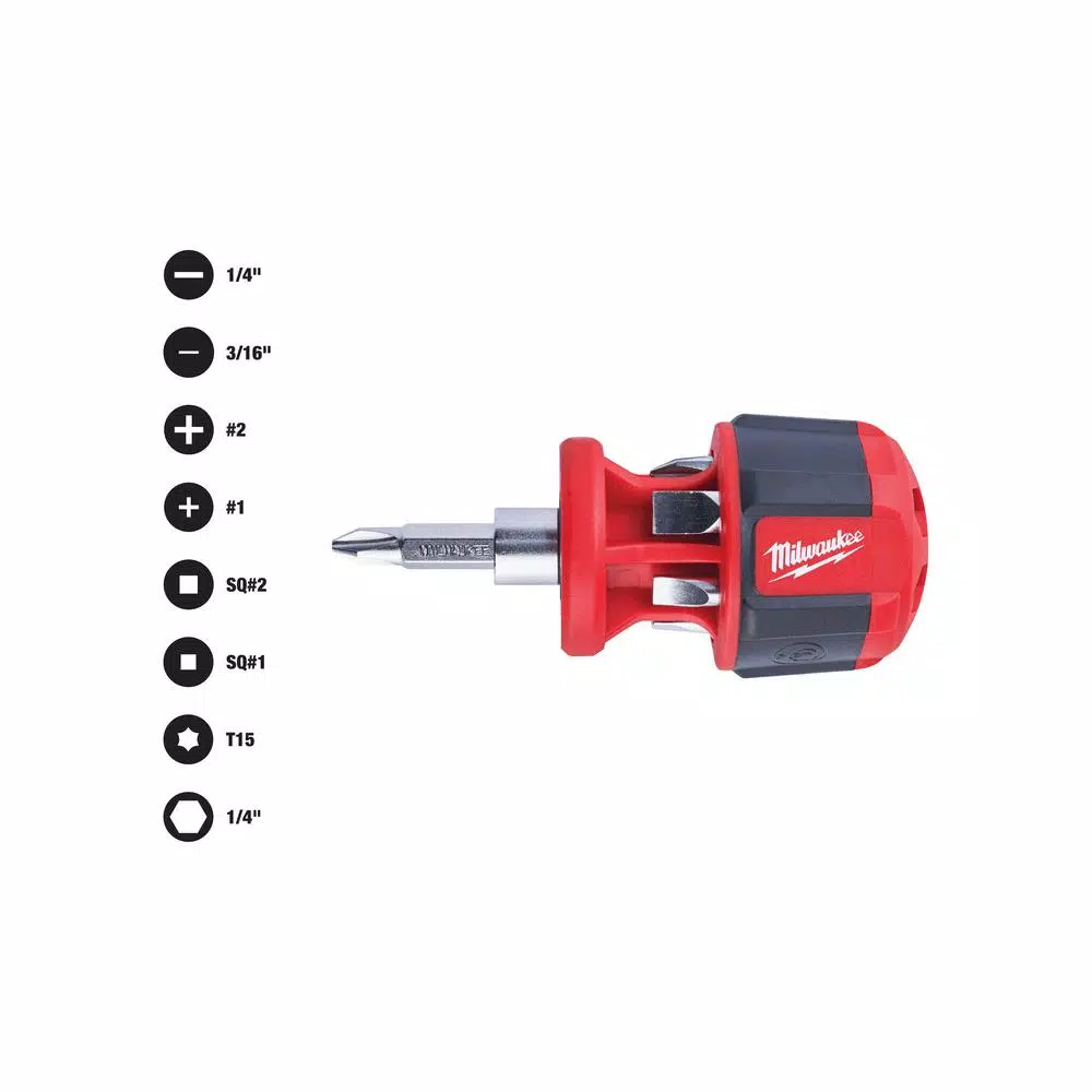 Milwaukee 8-in-1 Compact Multi-Bit Screwdriver and#8211; XDC Depot - Mycitystee