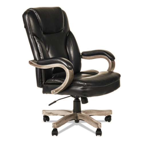 Alera Transitional Series Executive Wood Chair， Supports up to 275 lbs.， Black Seat/Black Back， Gray Ash Base (TS4119G) - Mycitystee