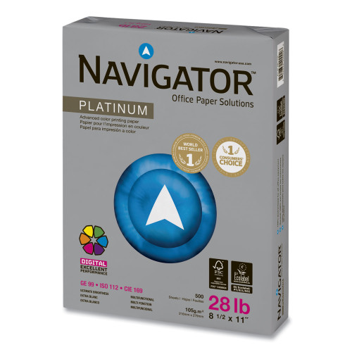 Navigator Platinum Paper， 99 Bright， 28lb， 8.5 x 11， White， 500/Ream (NPL1128) - Mycitystee