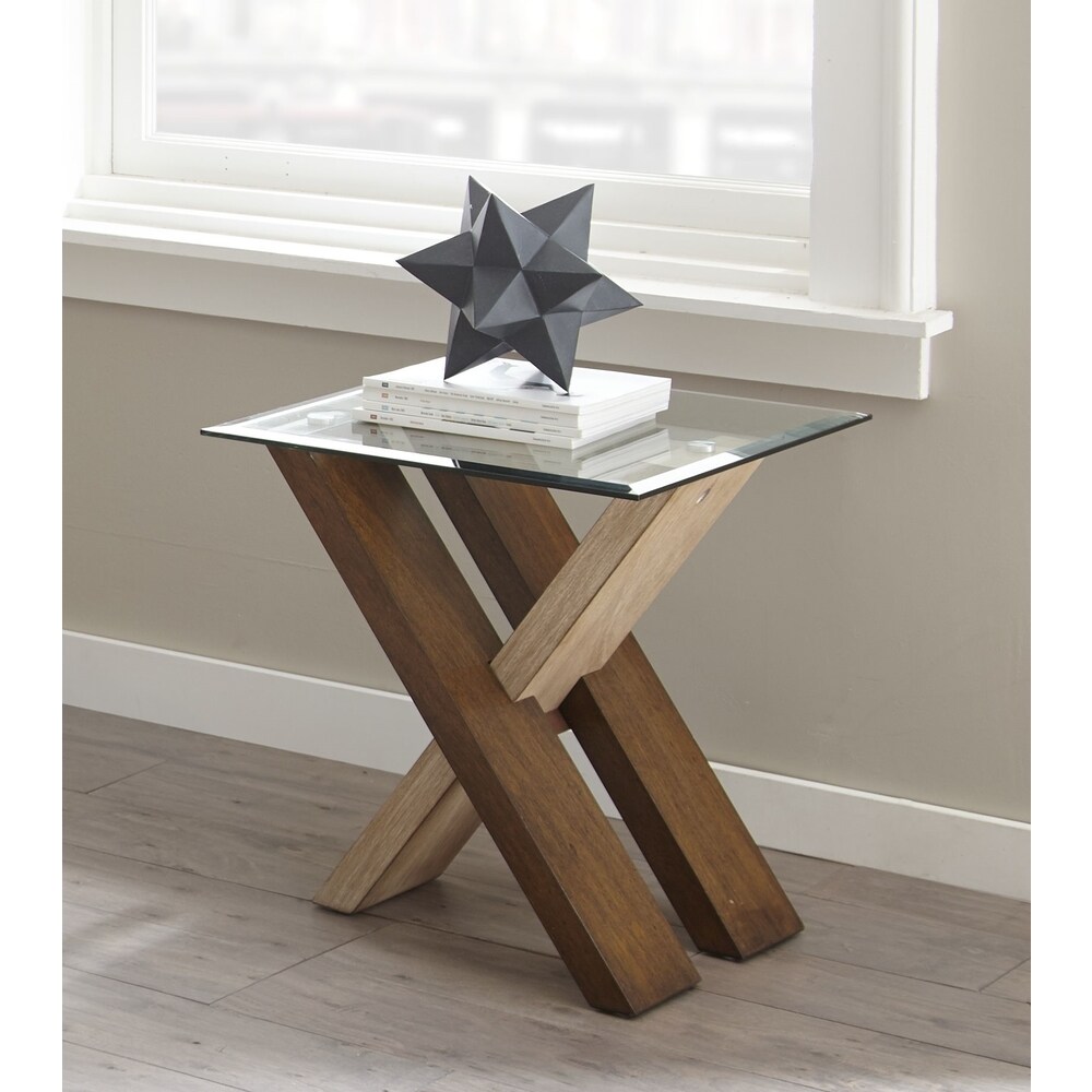 Tennyson Two-tone Wood and Glass Top End Table by Greyson Living - Mycitystee