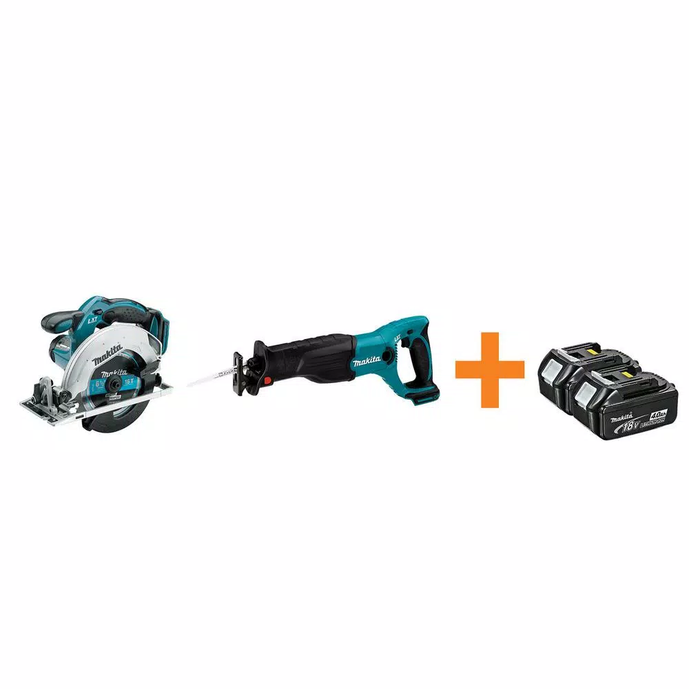 Makita 18-Volt LXT Lithium-Ion 6-1/2 in. Cordless Circular Saw and Reciprocal Saw with Free 4.0Ah Battery (2-Pack) and#8211; XDC Depot - Mycitystee