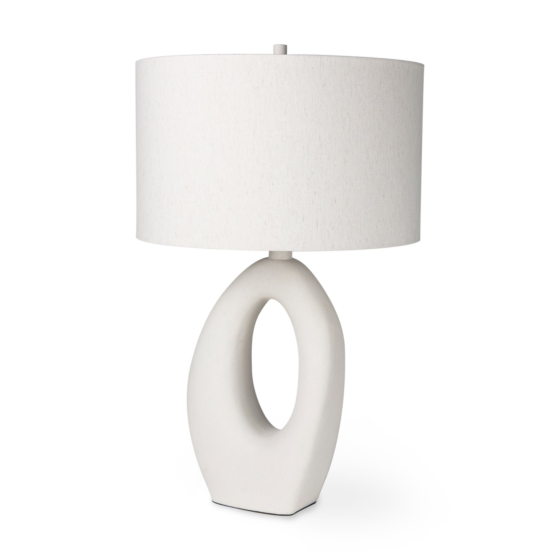Tao Cream Ring-Shaped Base w/White Shade Table Lamp - Mycitystee
