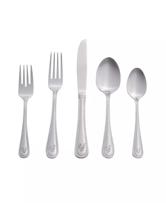 RiverRidge Home Riverridge Beaded 46 Piece Monogrammed Flatware Set - Y， Service for 8 - Mycitystee