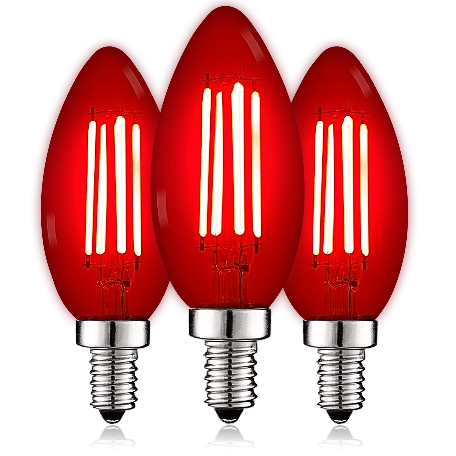 Luxrite E12 LED Filament Light Bulbs， 4.5W=40W， Colored Glass Candelabra Bulb， UL， E12， Decoration Bulb 3 Pack - Mycitystee