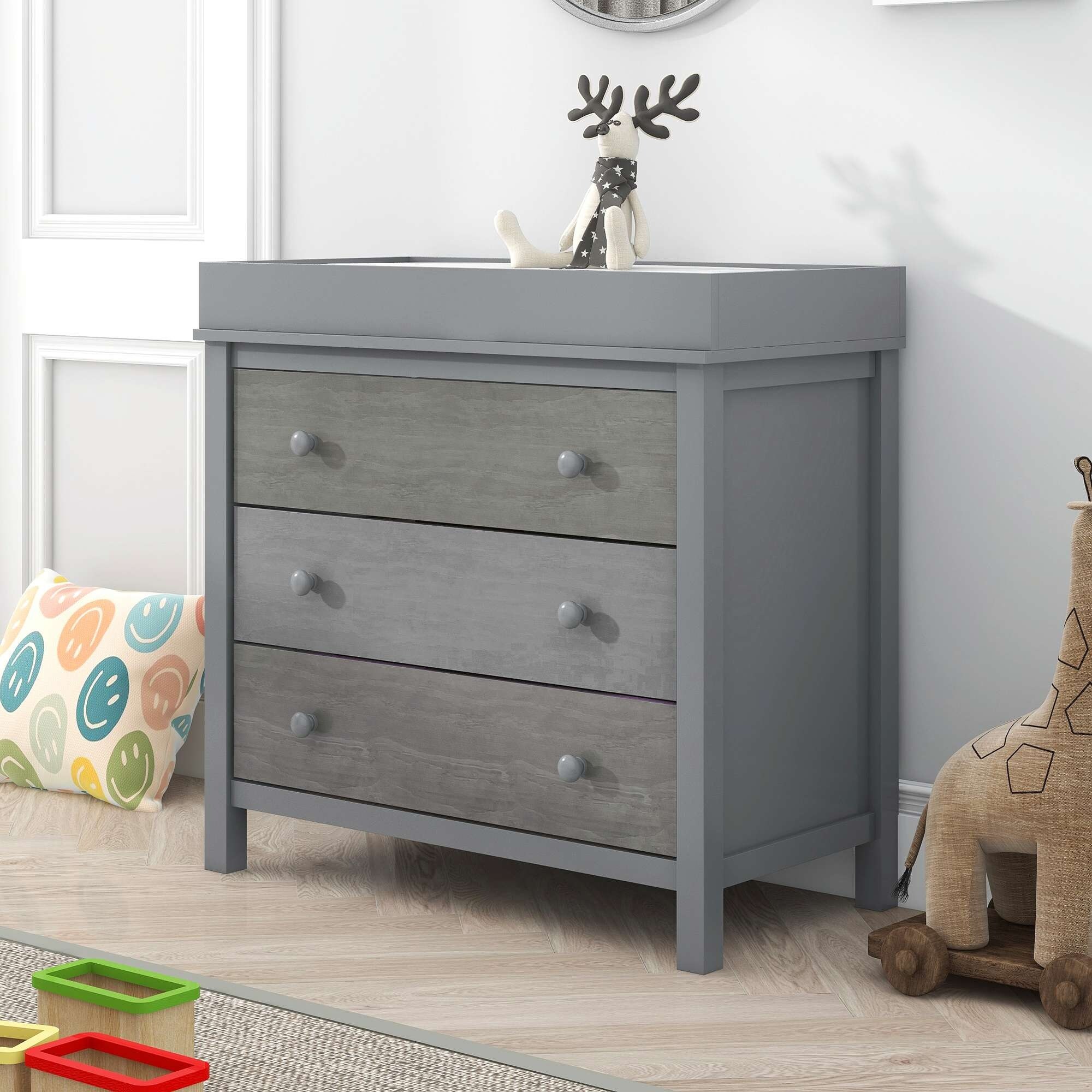 3-Drawer Changer Dresser with Removable Changing Tray - - 37782632 - Mycitystee