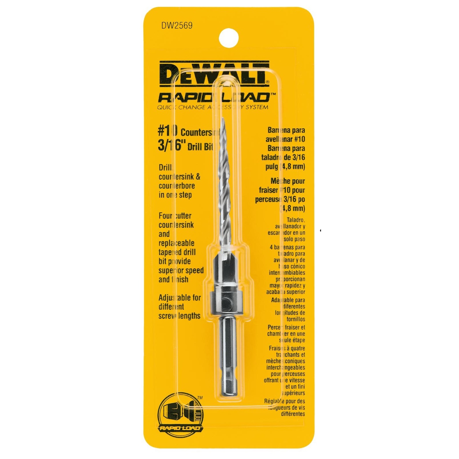 DeWalt Rapid Load #10 X 3/16 in. D High Speed Steel Countersink and Drill Set 1 pc - Mycitystee