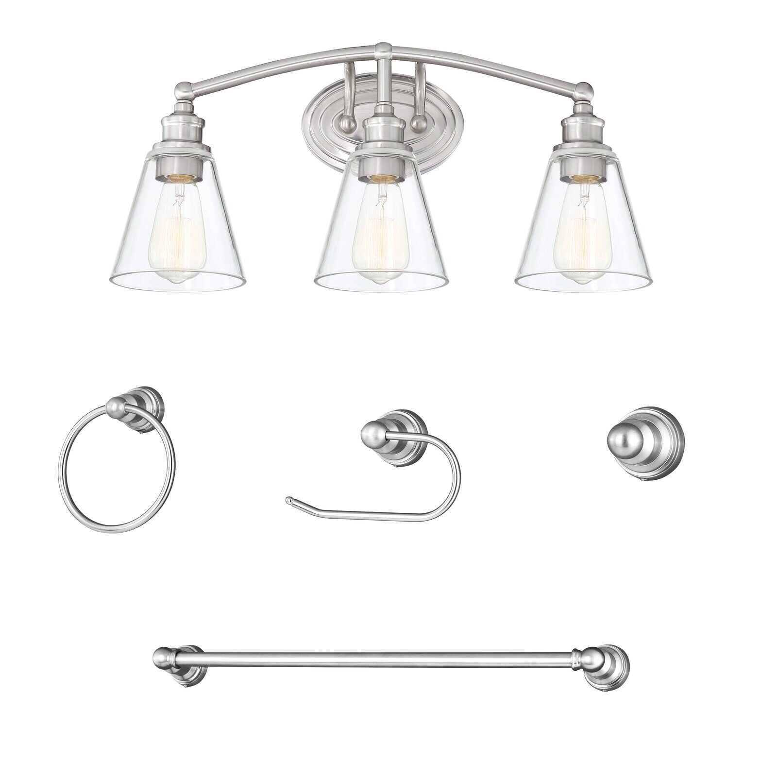 3 Light Vanity Light Fixture，5-Piece All-In-One Bathroom Set - 22.75