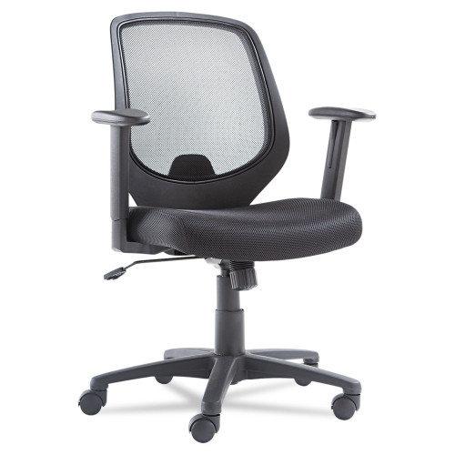 OIF Swivel/Tilt Mesh Mid-Back Chair， Supports up to 250 lbs.， Black Seat/Black Back， Black Base (CD4218) - Mycitystee